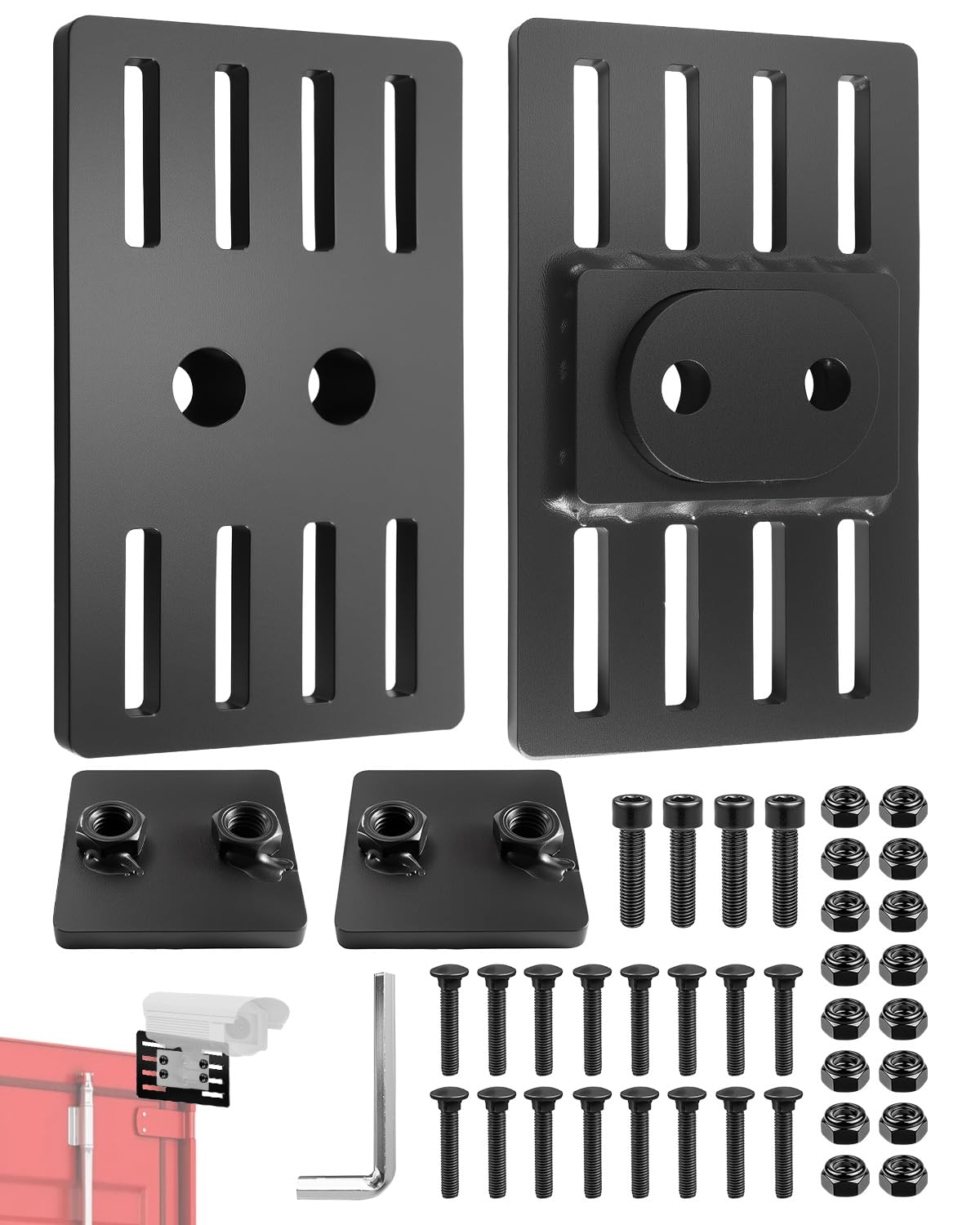 Outdoor Camera Mounting Platform for Shipping Containers – Heavy Duty Steel Bracket, No-Drill Installation, Adjustable Rail System – Adjustable Rails for Cameras/Lights/Ladders (2-Pack)