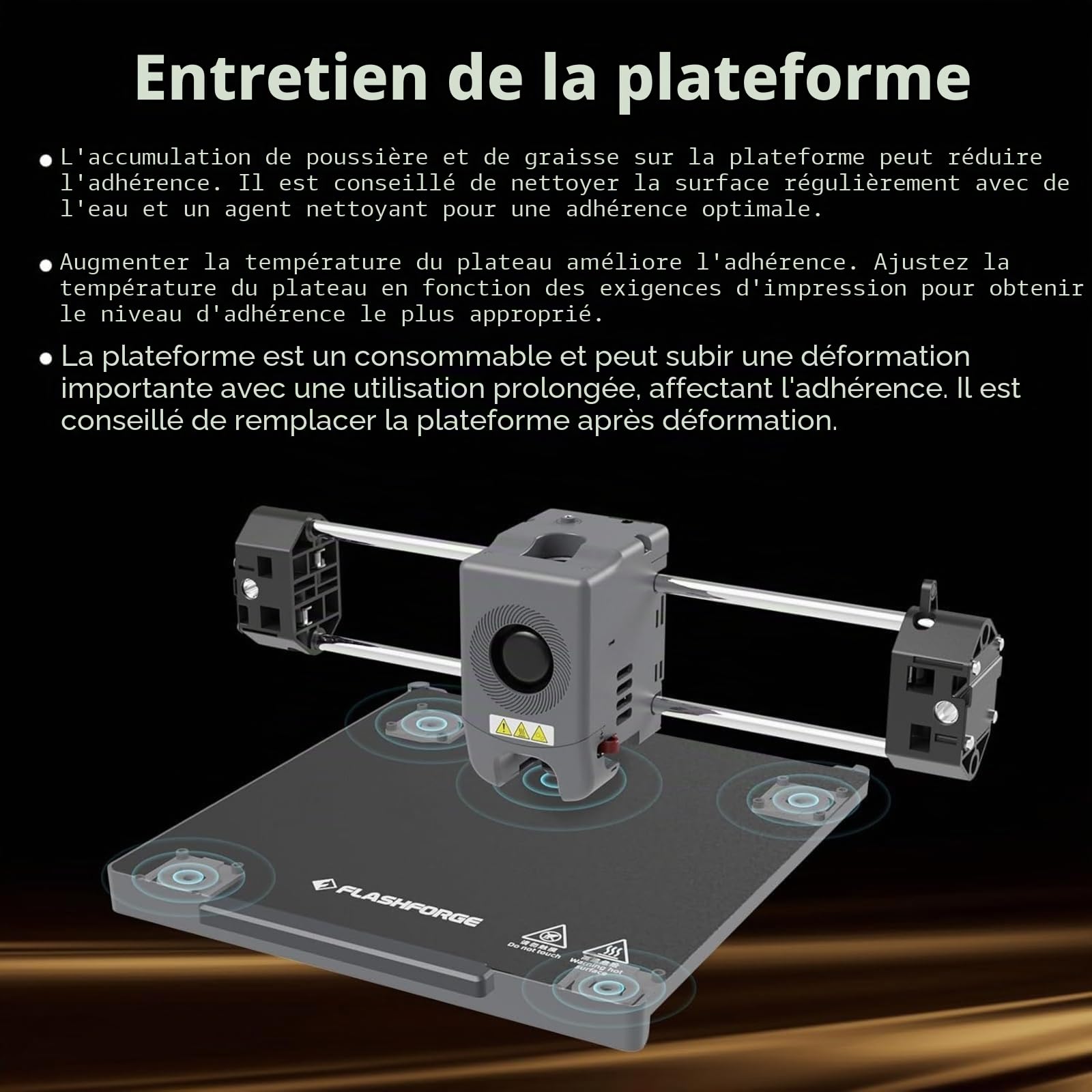 FLASHFORGE Adventurer 5X Plateforme PEI Lisse, Compatible avec Adventurer 5X/Adventurer 5M/Adventurer 5M Pro
