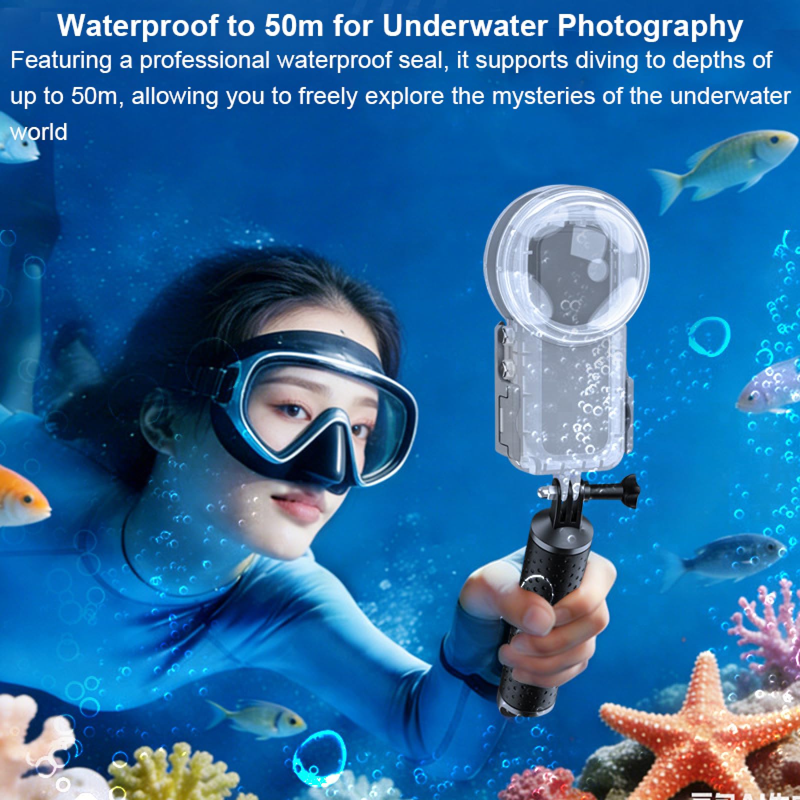 Carcasa impermeable de 50 m para Insta 360 X5, funda de buceo para Insta360 X5, funda de buceo invisible para accesorios de buceo subacuático