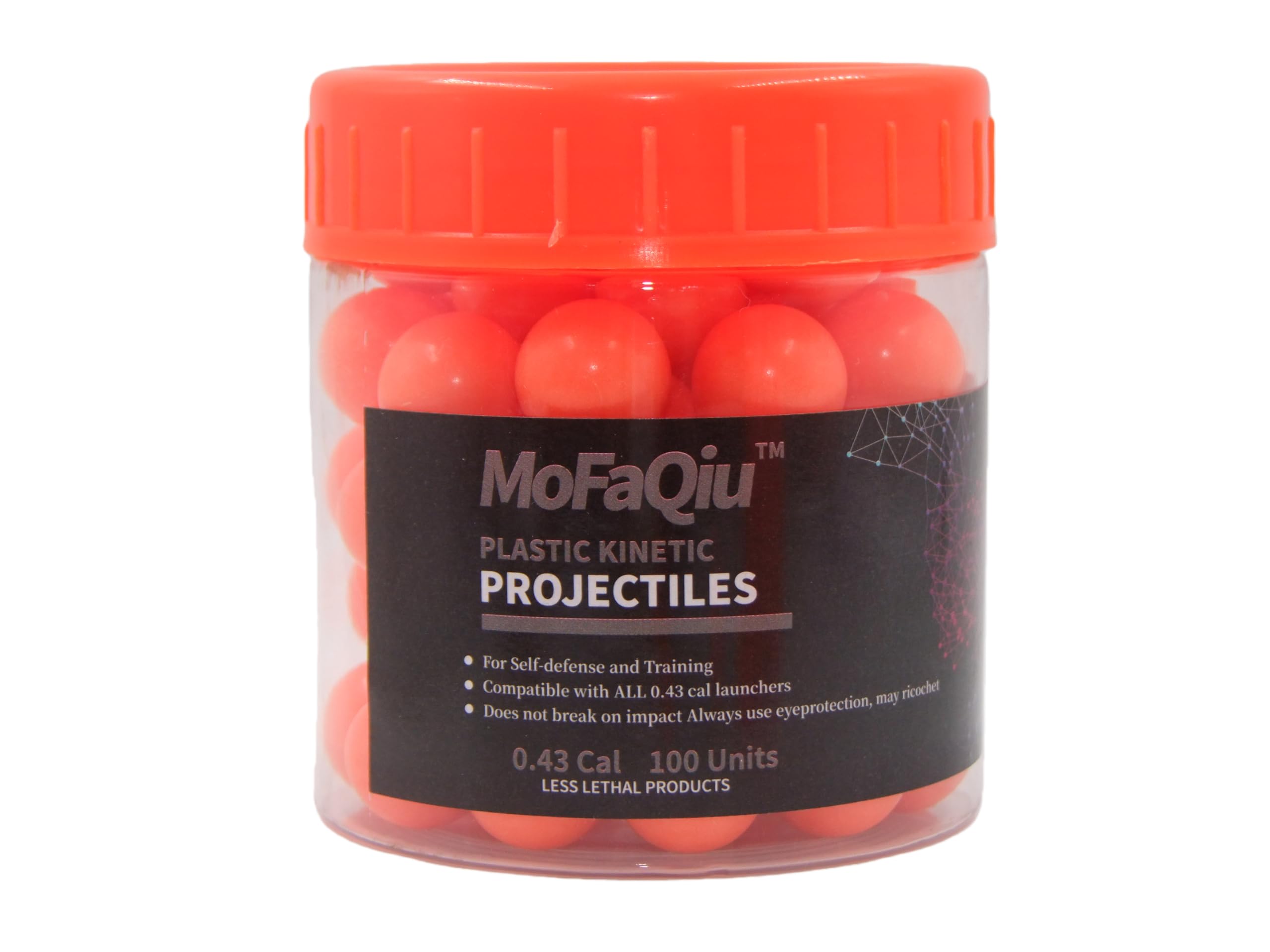 MoFaQiu Kinetic Projectiles - .43 Cal Reusable Hard-Solid Plastic no Parting line Burr, Mirror polishing Rounds for Training, Target Practice a,