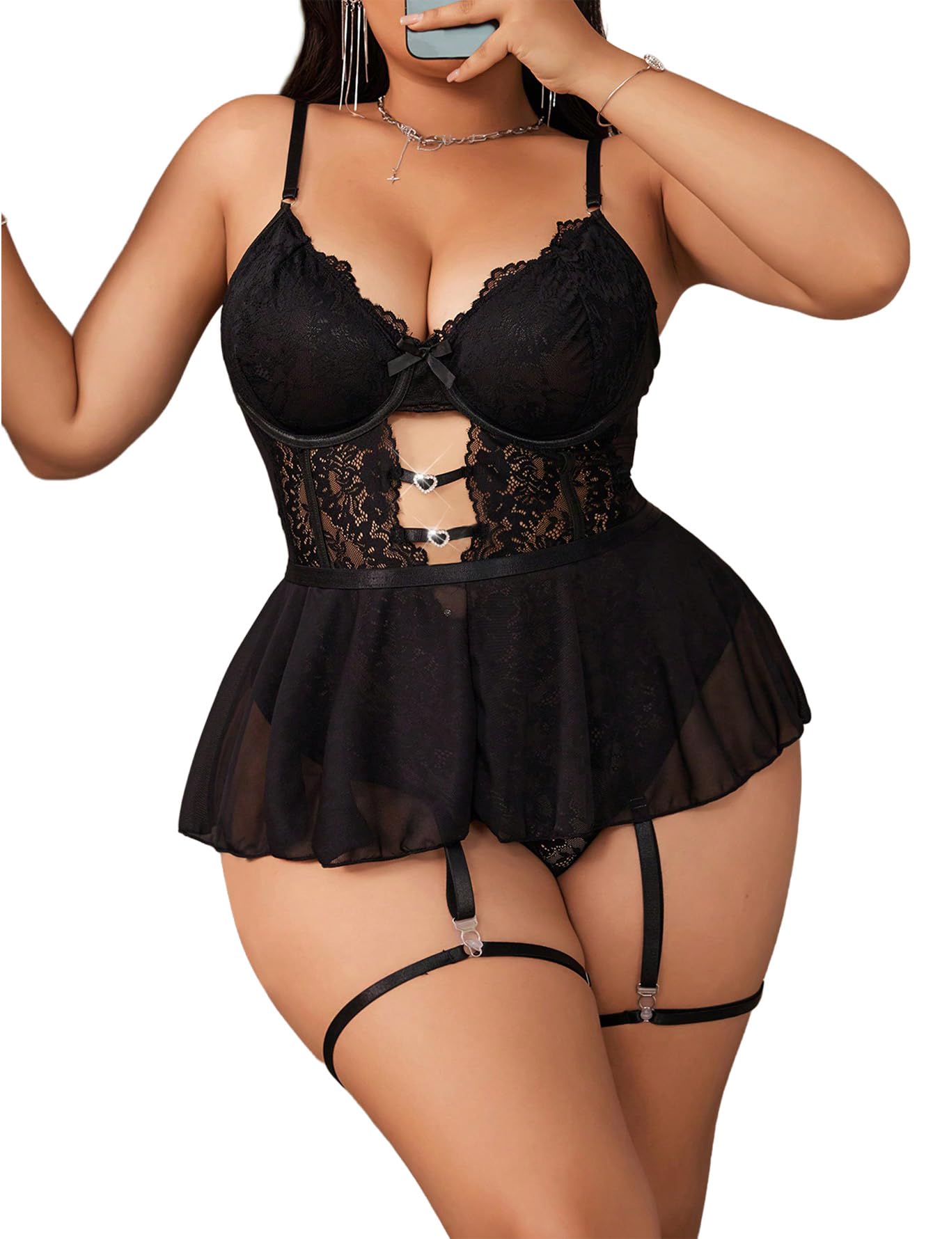 Lace Garter Lingerie Set Underwire Push Up Lingerie Set Stockings