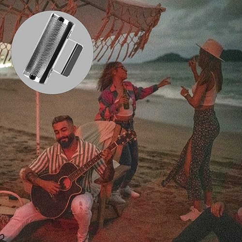 Miniatura 6 de Instrumento Guiro de metal, 8 "3" Acero Inoxidable Dominicana Guira Shaker Latin Percusión Guiro Instrumento con Raspador para Actuación en Vivo