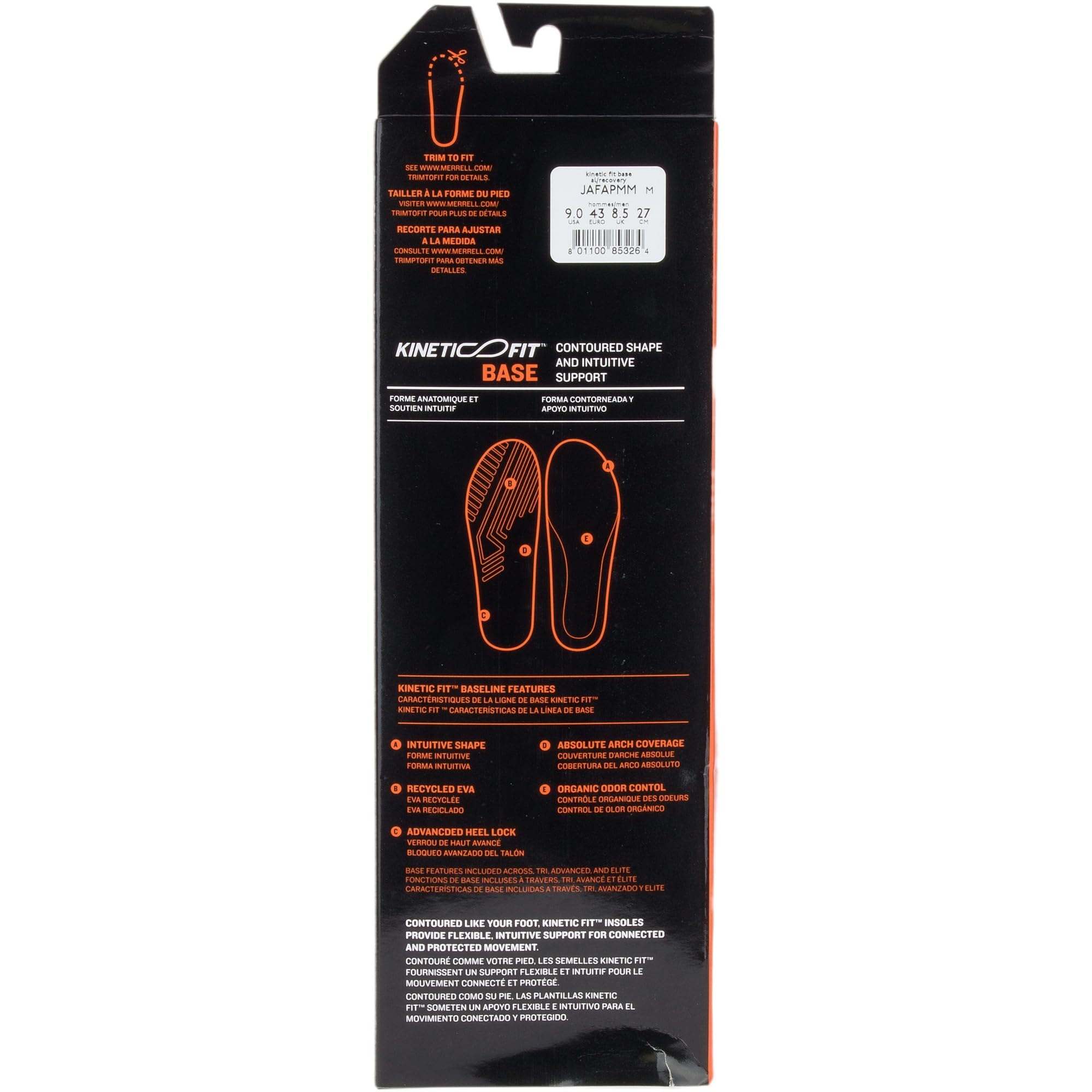 Merrell Men's Memory Foam Base Insole, Black, 10