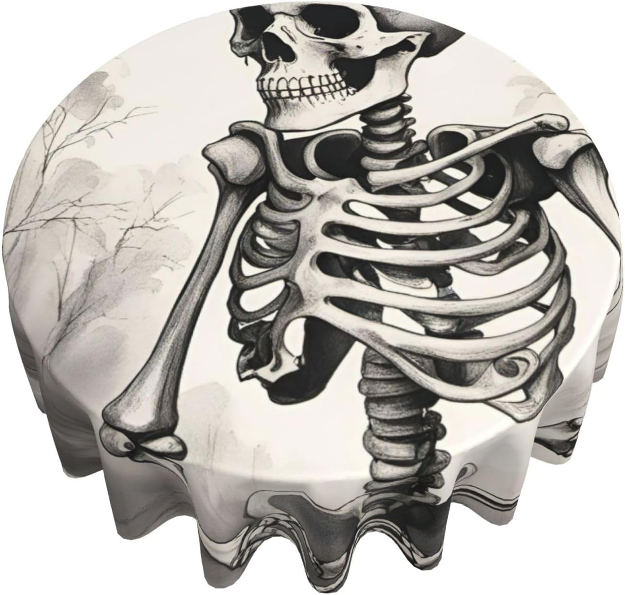 Interesting Skeleton Print Wrinkle Free Dining Table Cover for Birthday Party Farmhouse Tablecloths Up to 60 x 60 Inches