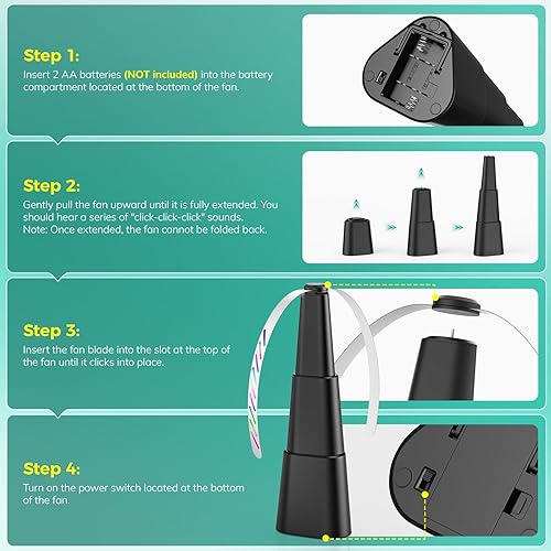 Miniatura 5 de Grete Gotye Paquete de 4 ventiladores de comida para mesas, ventilador de alimentos para interiores y exteriores, ventilador portátil alimentado por