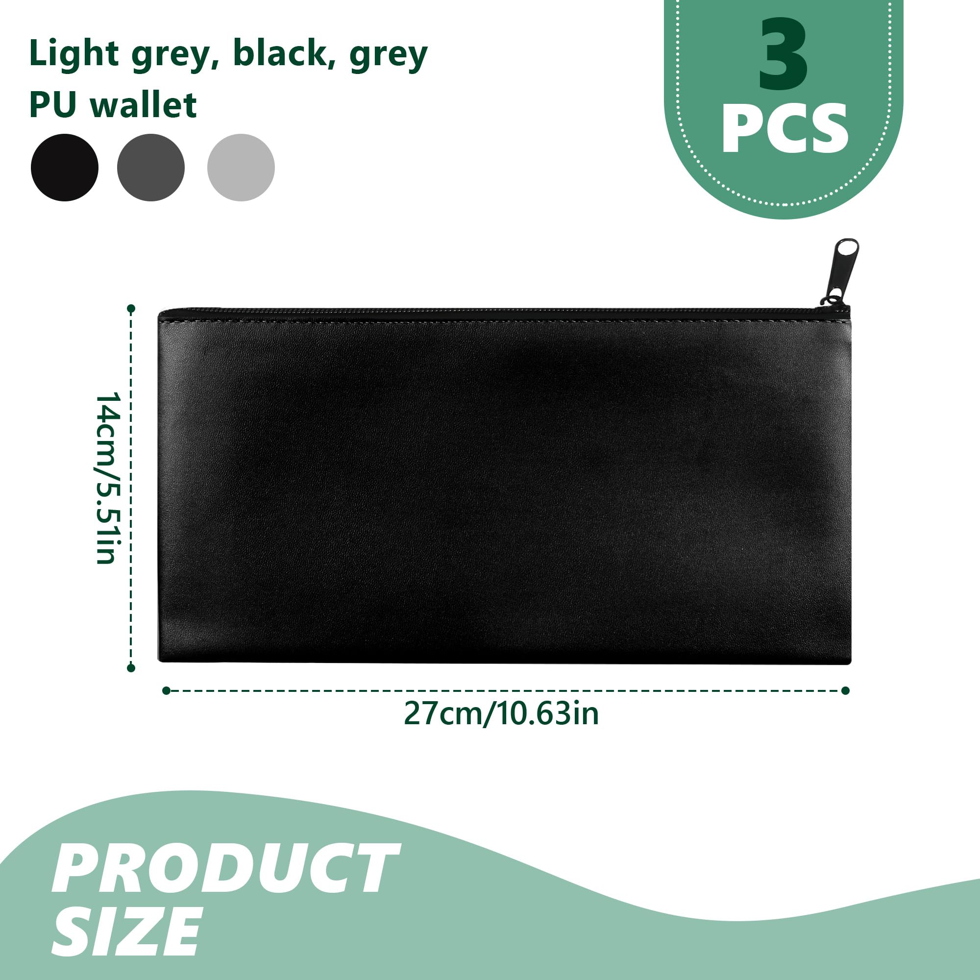 3 Bolsas de Dinero con Cremallera, A5 Bolsa de Seguridad para DepóSito Bancario, Bolsa para Dinero,Soporte para Recibos para Monedas en Efectivo, Herramienta CosméTica para Billetes, 27 x 15 cm