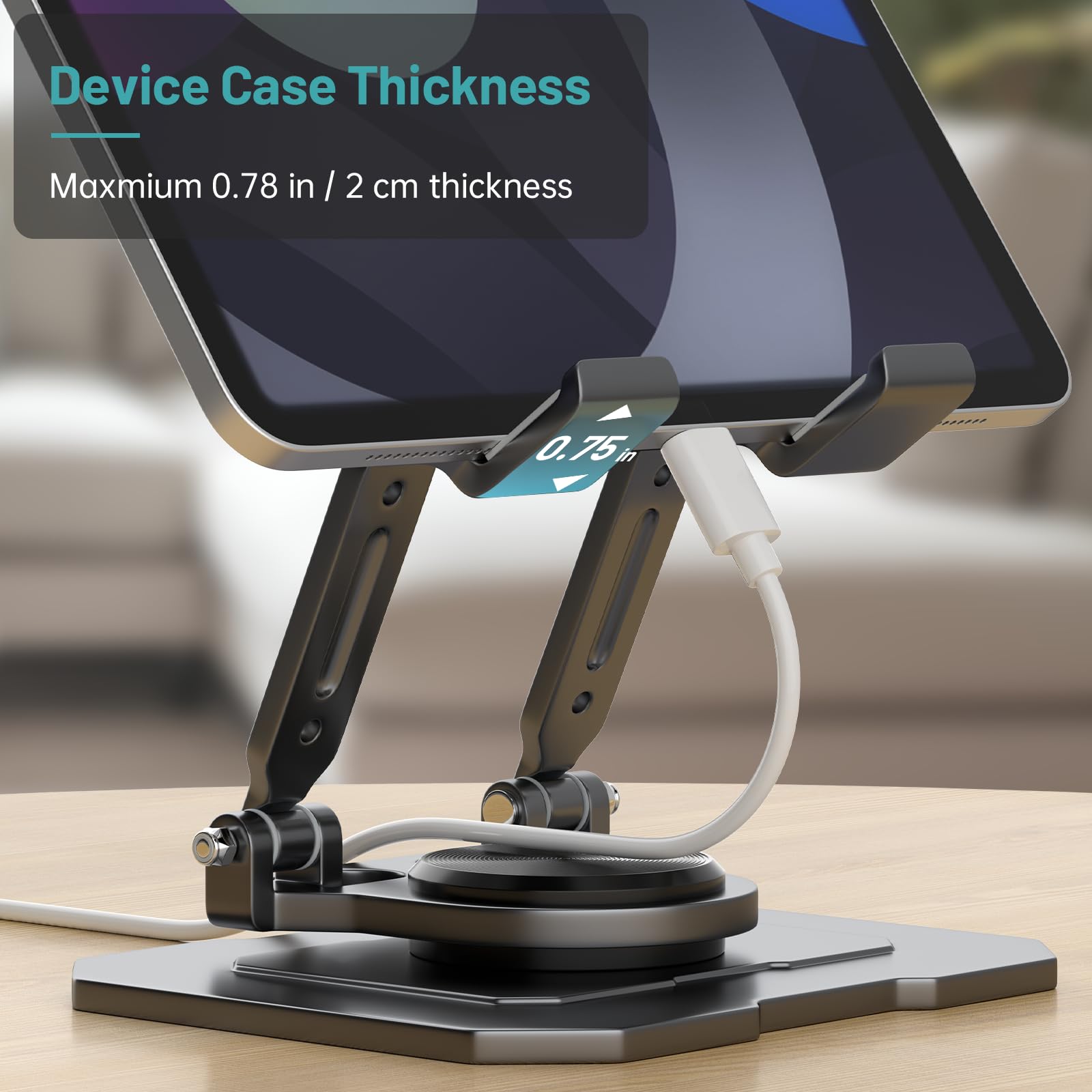 Soporte para tablet iPad para escritorio, base de metal de rotación de 360°, soporte de altura ajustable, compatible con iPad Pro/Air/Mini, eReader, LG Pads, Nexus, Switch, iPhone Pro/Max/Air