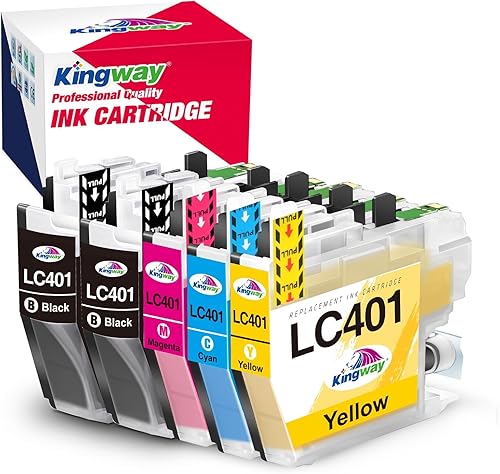 KINGWAY LC401 - Cartuchos de tinta de repuesto para cartuchos de tinta Brother LC401, cartuchos de tinta LC401 compatibles con impresora Brother