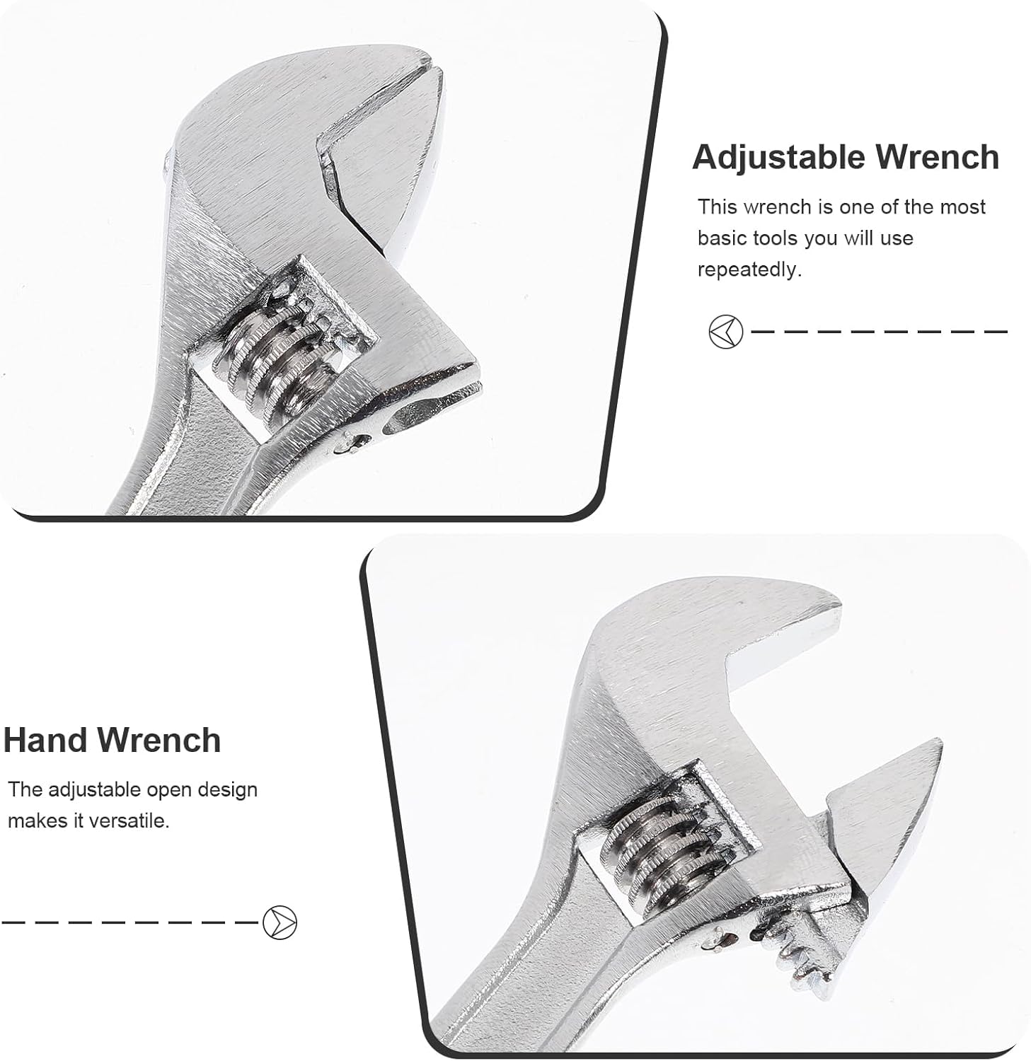 DOITOOL Mini Adjustable Wrench 4 Inch and 2.5 inch, Adjustable Hand wrenches Black Spanner Wrench with Chain Hand Knurl Tool for Repair Maintenance Automotive Car, (1 Black + 1 Silver) Random Color