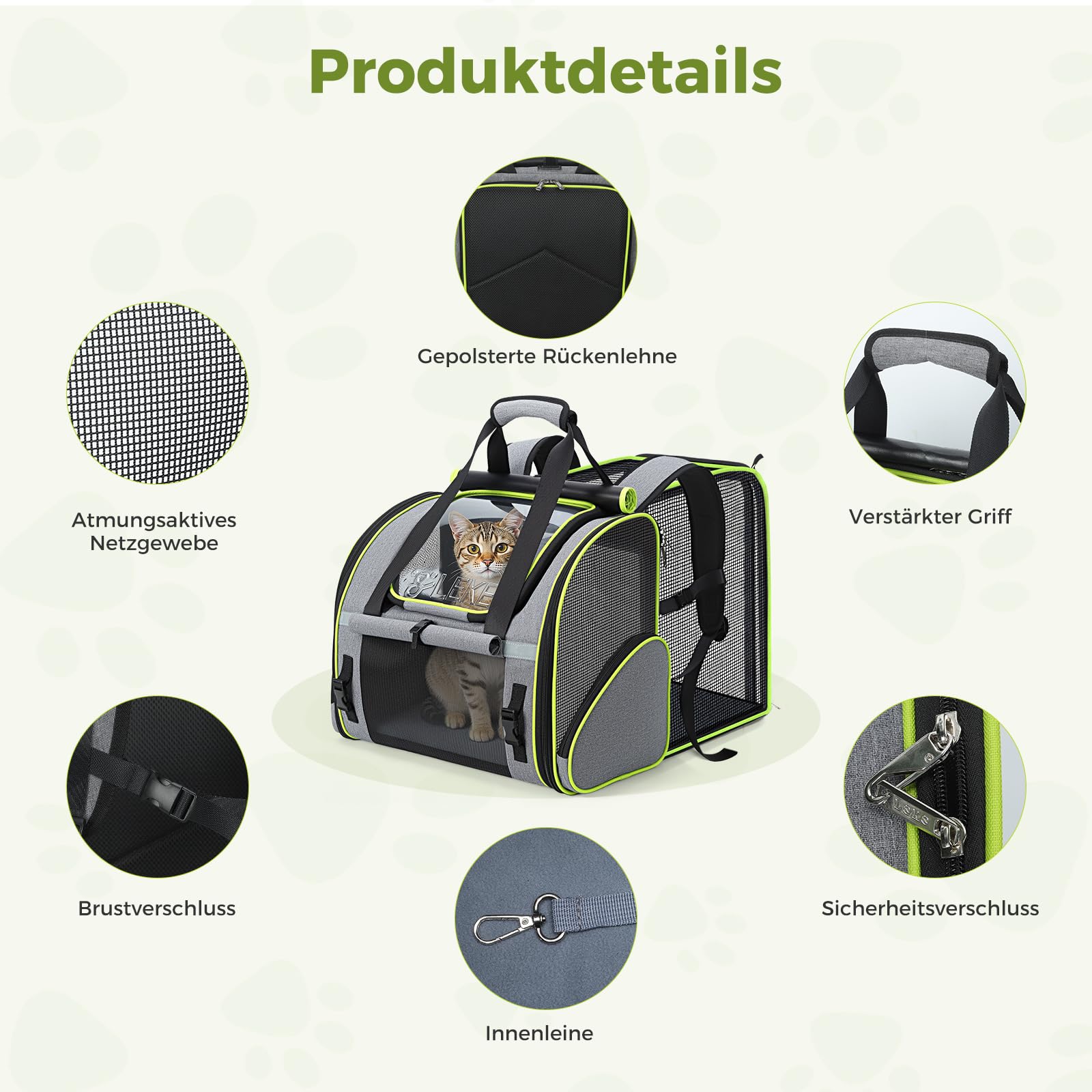 Lekesky Katzenrucksack Bubble Haustier Rucksack mit Netzfenster, Hunderucksack Erweiterbar Tragbare und Faltbare Katzentasche, Atmungsaktive und Leichte Hundetasche für Hunde Katzen Haustiere, M, Grau