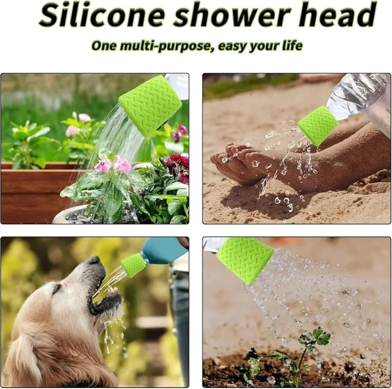 Dog Shower Attachment 8PCS Portable Silicone Pet Shower Head - Kettle Universal, Shower Cap Spray(Green)