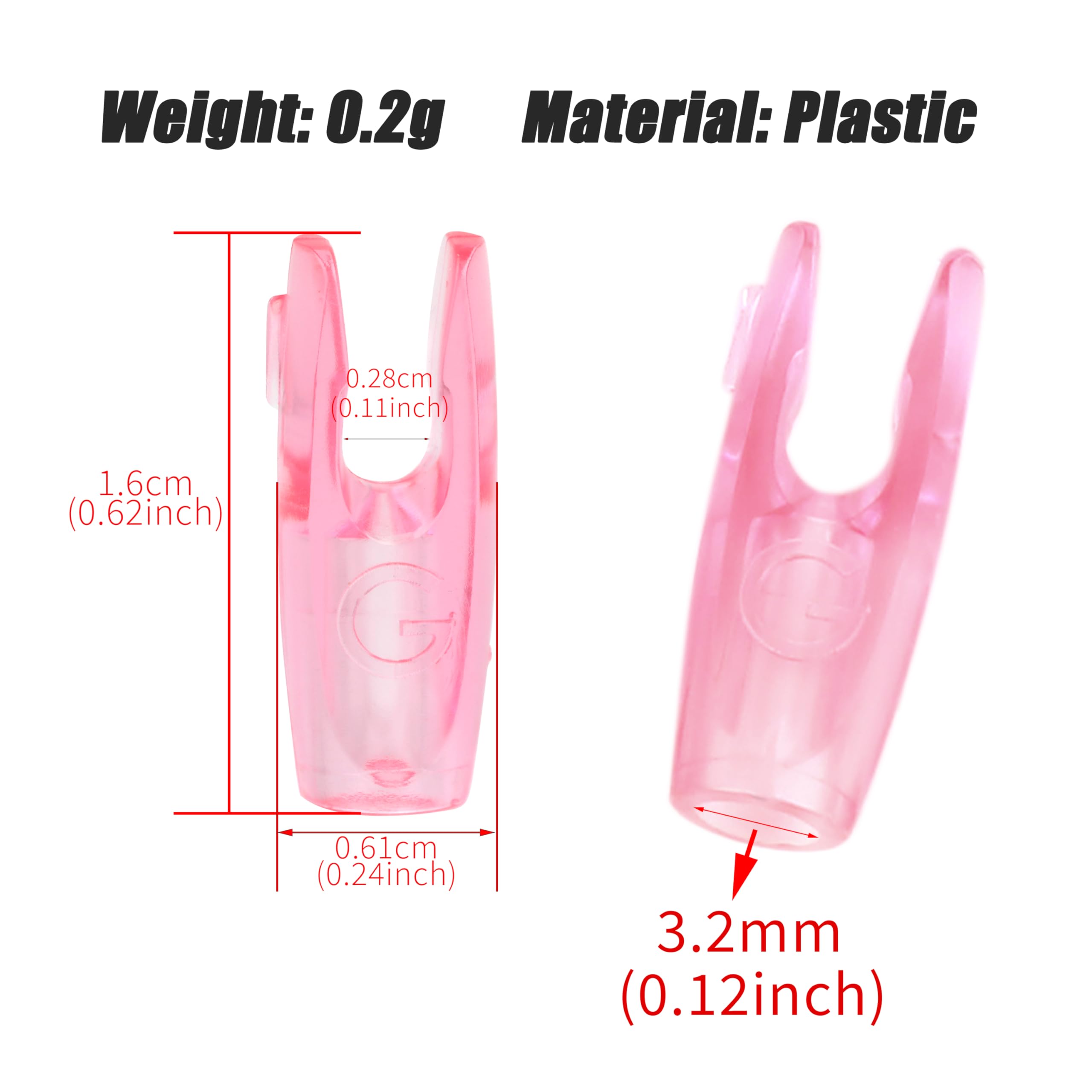 Pack de 60 flèches de tir à l'arc Nock ID 3.2mm/.126'' Queue de Remplacement pour flèches en Plastique pour Arc recourbé Arc à po Encoches