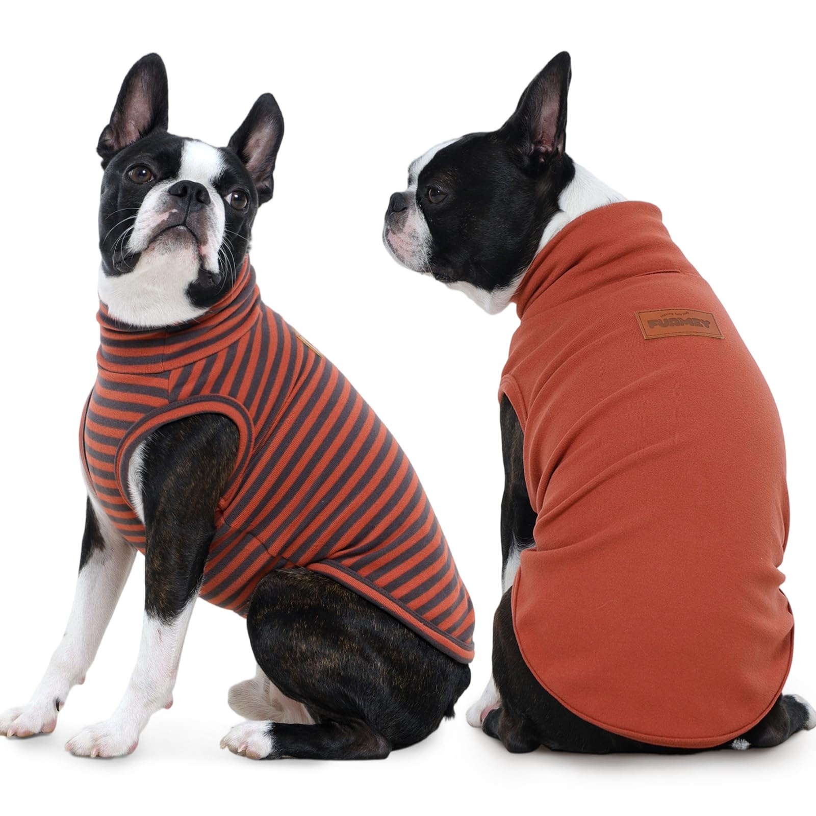 FUAMEY Lot de 2 gilets en polaire pour chien de petite taille, maltais, chihuahua maltais, chandail d'hiver sans manches avec trou pour laisse, chihuahua maltais, orange, taille S