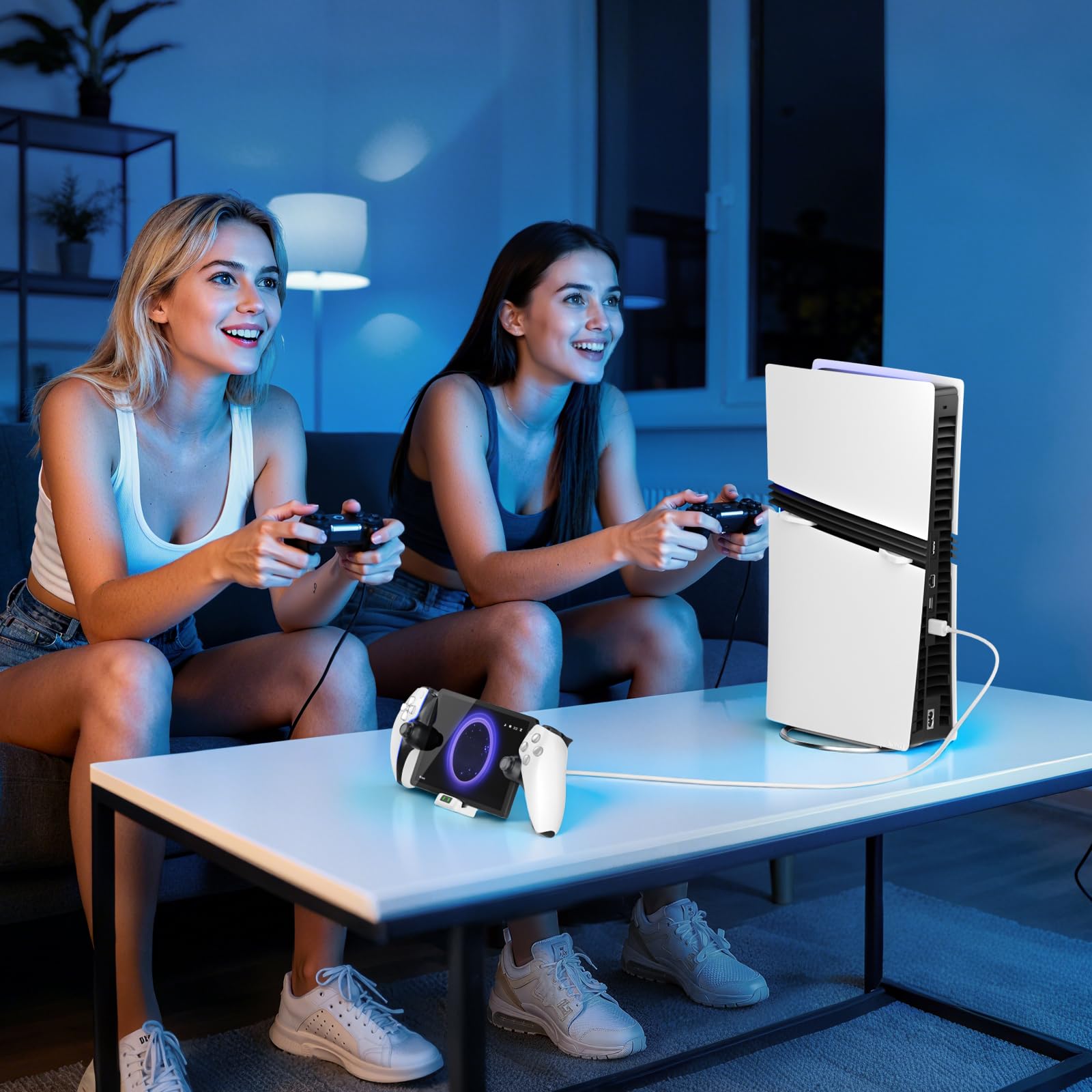 Support de Recharge pour PlayStation Portal, Station de Recharge Pliable avec Indicateur LED de Charge, Câble USB-C Inclus, Compact et Léger pour Une Utilisation Facile, Accessoire PS Portal