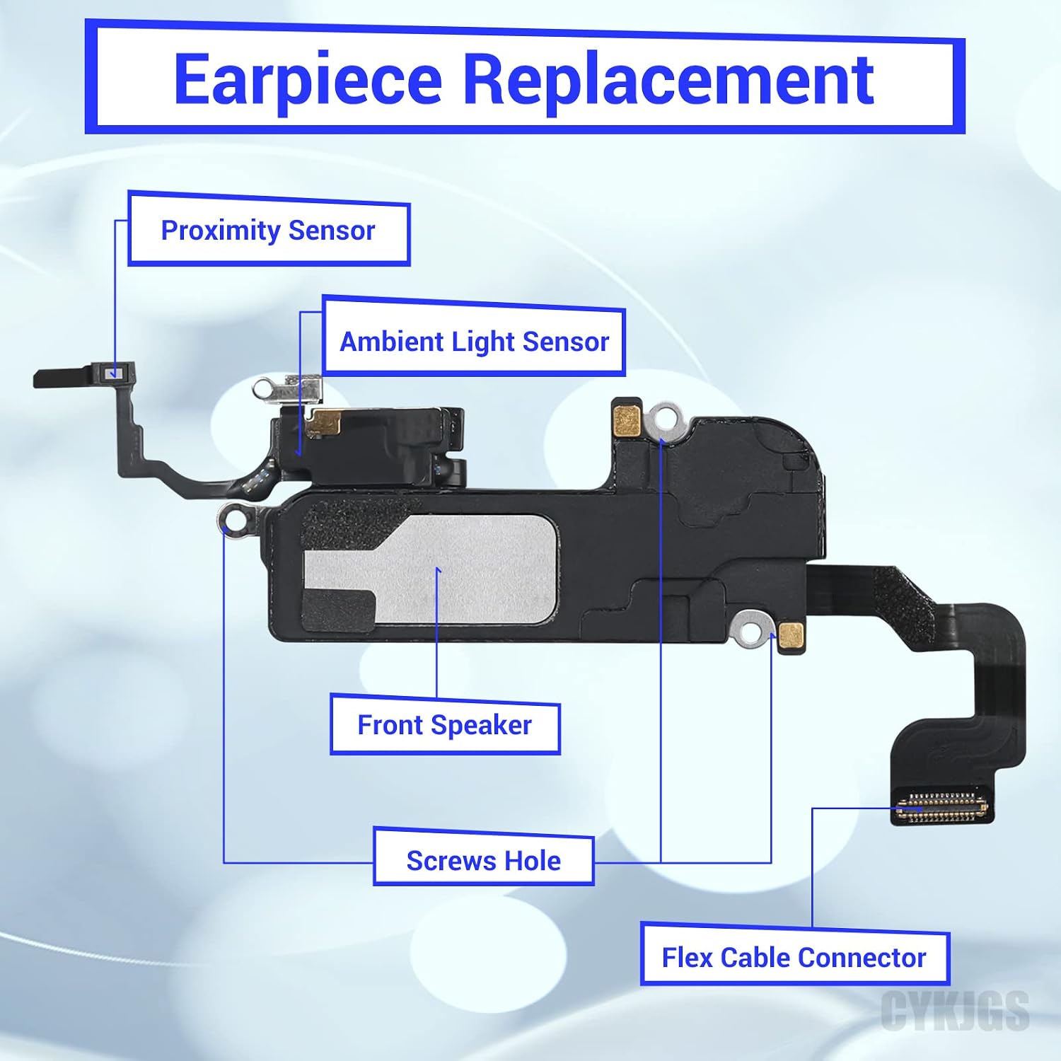 for iPhone 12 Pro Max Ear Speaker Replacement OEM Repair Kit Front Earpiece Module with Ambient Light Sensor Proximity Sensor Connector Fix Tools Kit A2342 A2410 A2411 A2412