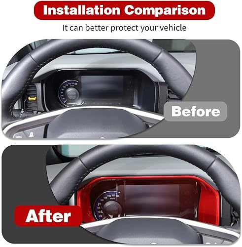 Vista 5 de Compatible con Ford Bronco - Cubierta de anillo para tablero de consola central compatible con Ford Bronco 2021 2022 2023+ 2/4 puertas (ABS, rojo)