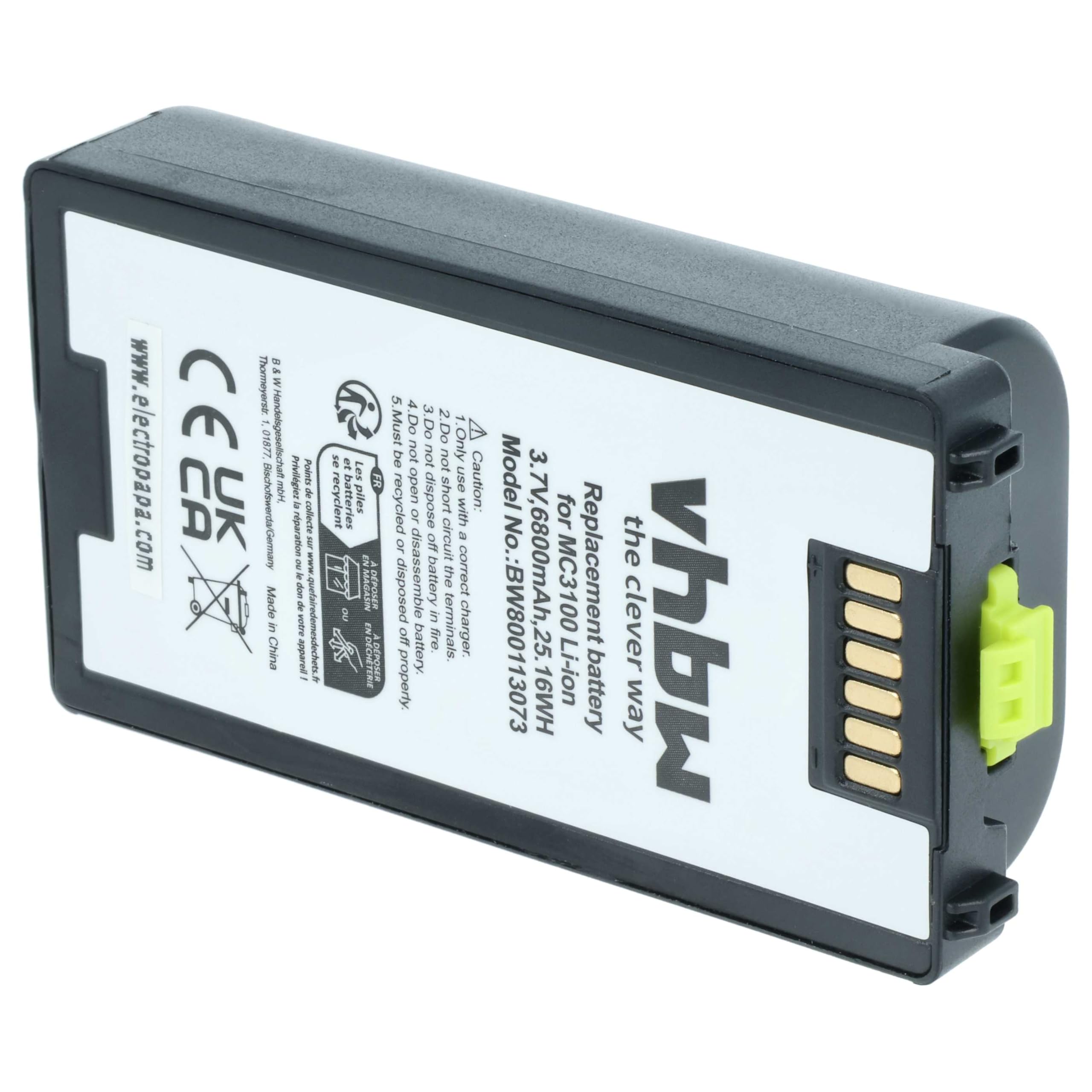 vhbw Batterie Compatible avec Symbol MC3190, MC3100, MC3190G, MC3190-G13H02E0, MC3190-GL4H04E0A Scanner de Code-Barre POS (6800mAh, 3,7V, Li-ION)