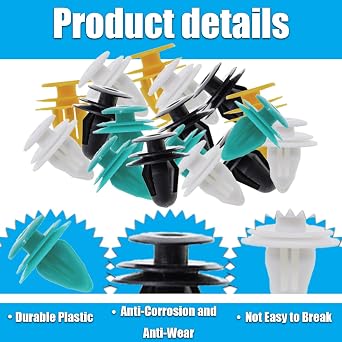 60 PCS Car Panel Clips, Four Sizes Ranging from 8mm to 10mm, Universal Plastic Rivets, Bumper Fastener Clips for Car Boots, Interior Doors or Trim Panels, Fits Most Vehicles