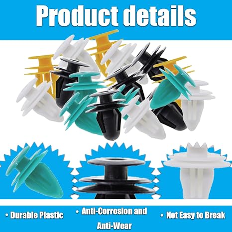 60 PCS Car Panel Clips, Four Sizes Ranging from 8mm to 10mm, Universal Plastic Rivets, Bumper Fastener Clips for Car Boots, Interior Doors or Trim Panels, Fits Most Vehicles