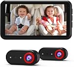 LUCKVIEW BM2 PRO Caméra de voiture double bébé, 5.2" 1080P HD Affichage pour les sièges arrière de voiture, IR Vision nocturne, Mont anti-Shake, Installation facile – Idéal pour les parents avec 2 Enfants et animaux de compagnie