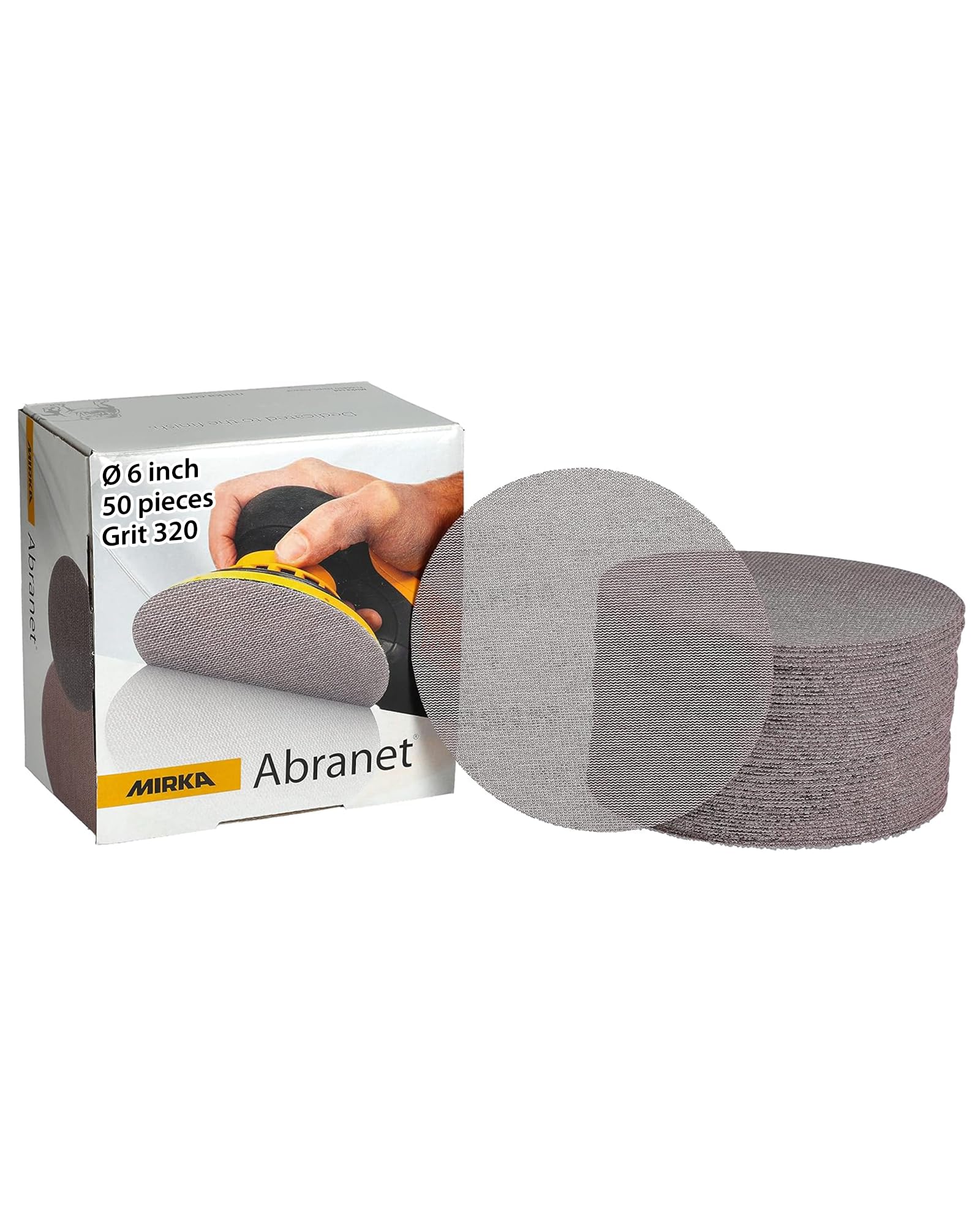 Mirka 9A-241-320 6-Inch 320 Grit Mesh Abrasive Dust Free Sanding Discs, Box of 50 Discs