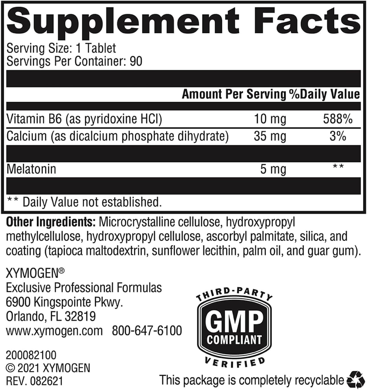 XYMOGEN Melatonin CR - 5 mg Melatonin Extended Release Tablets - Sleep Cycle & Circadian Rhythm Support - Vegetarian, Dairy-Free & Non-GMO - 90 Tablets