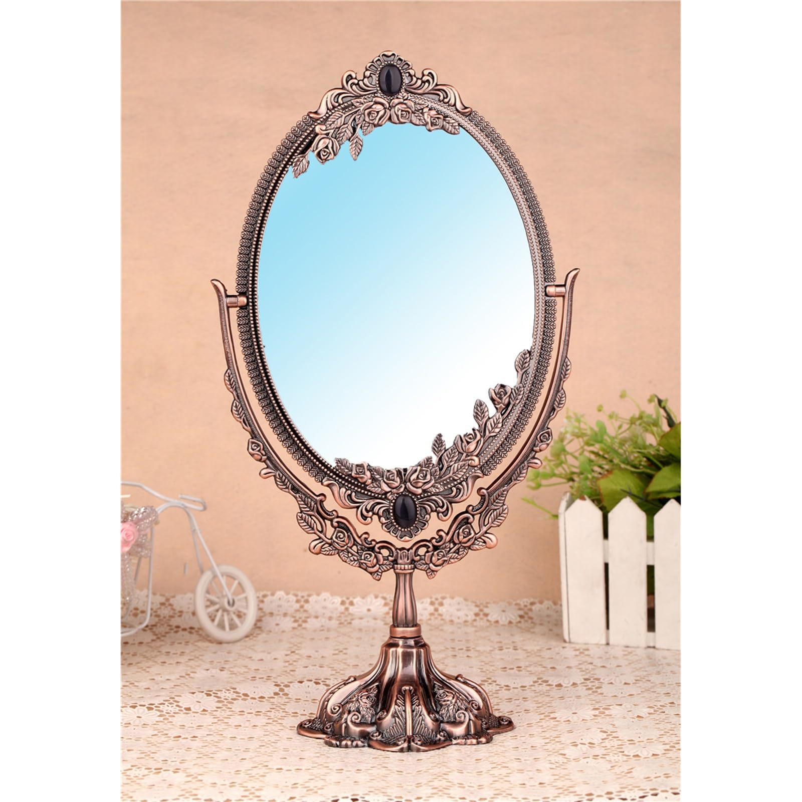 SDCFFC 360 Degree Rotation Makeup Mirror, Detachable Mirror - 2-Sided Vanity Mirror Adjustable Stand, Girl Women Mother's Gift