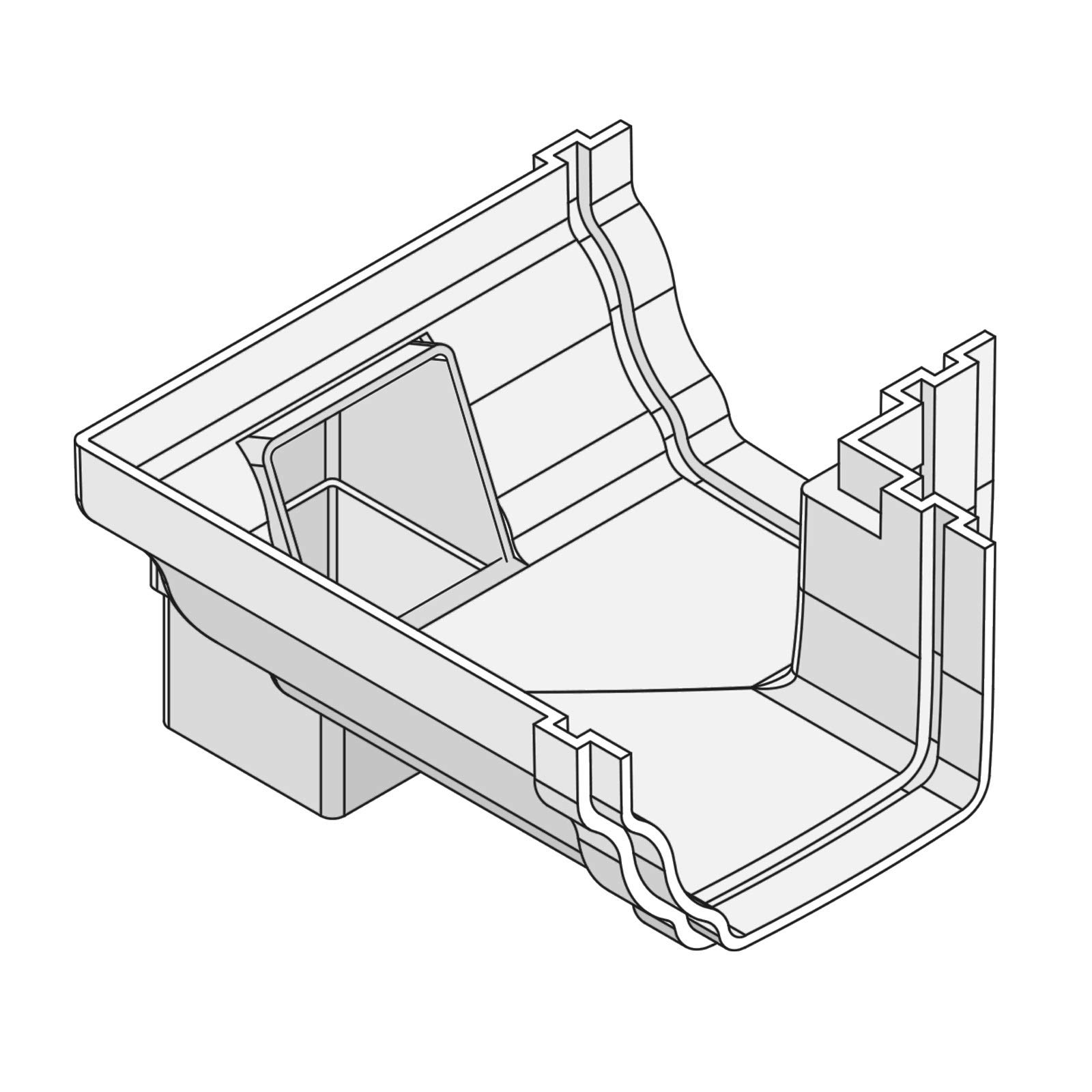 White Right 90° Offset Outlet for Marley Classic Ogee Gutter of Ultraframe Classic Conservatory Roof Guttering