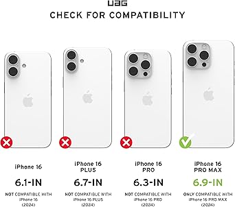 URBAN ARMOR GEAR UAG Designed for iPhone 16 Pro Max Case 6.9 Pathfinder - Compatible with MagSafe Charging Rugged Shockproof Anti-Slip Military Grade Protective Cover, Black