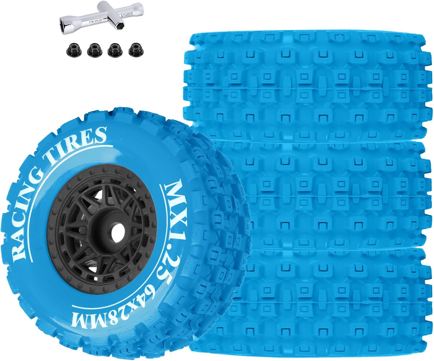 1/14 1/16 All-Terrain Short Course Tires for 1/16 Slash 4X4/Mojave GROM 223S,MJX 14301-14303,Tamiya KY0SH0 HP1 1/14 1/18 Scale On/Off Road,Blue&Black