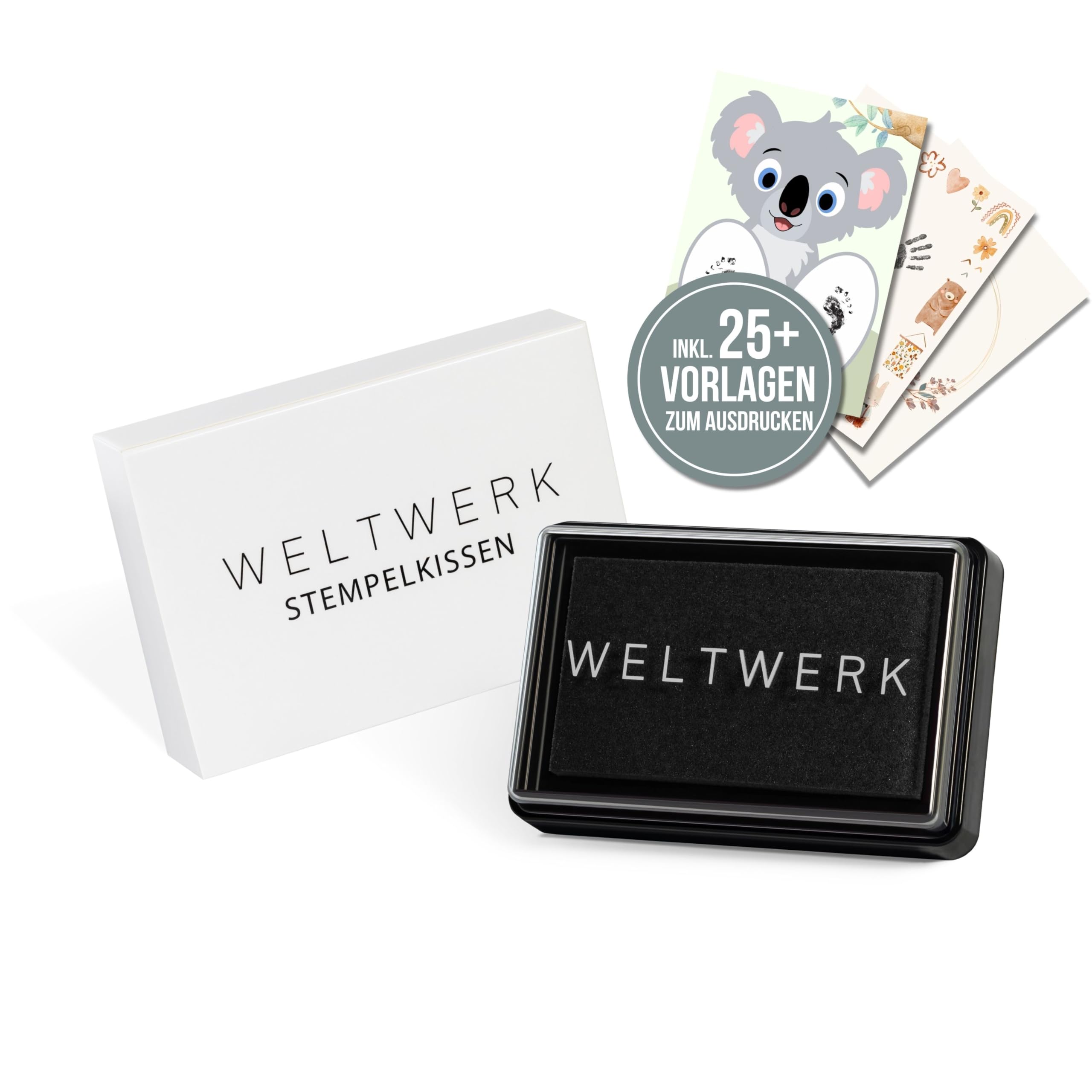 WELTWERK Stempelkissen Kinder [wiederverwendbar] ungiftig & abwaschbar – Fingerabdruck Set für Kinder & Babys – hautfreundlich für Hand- & Fußabdrücke, DIY-Projekte, Gästebuch und Leinwand