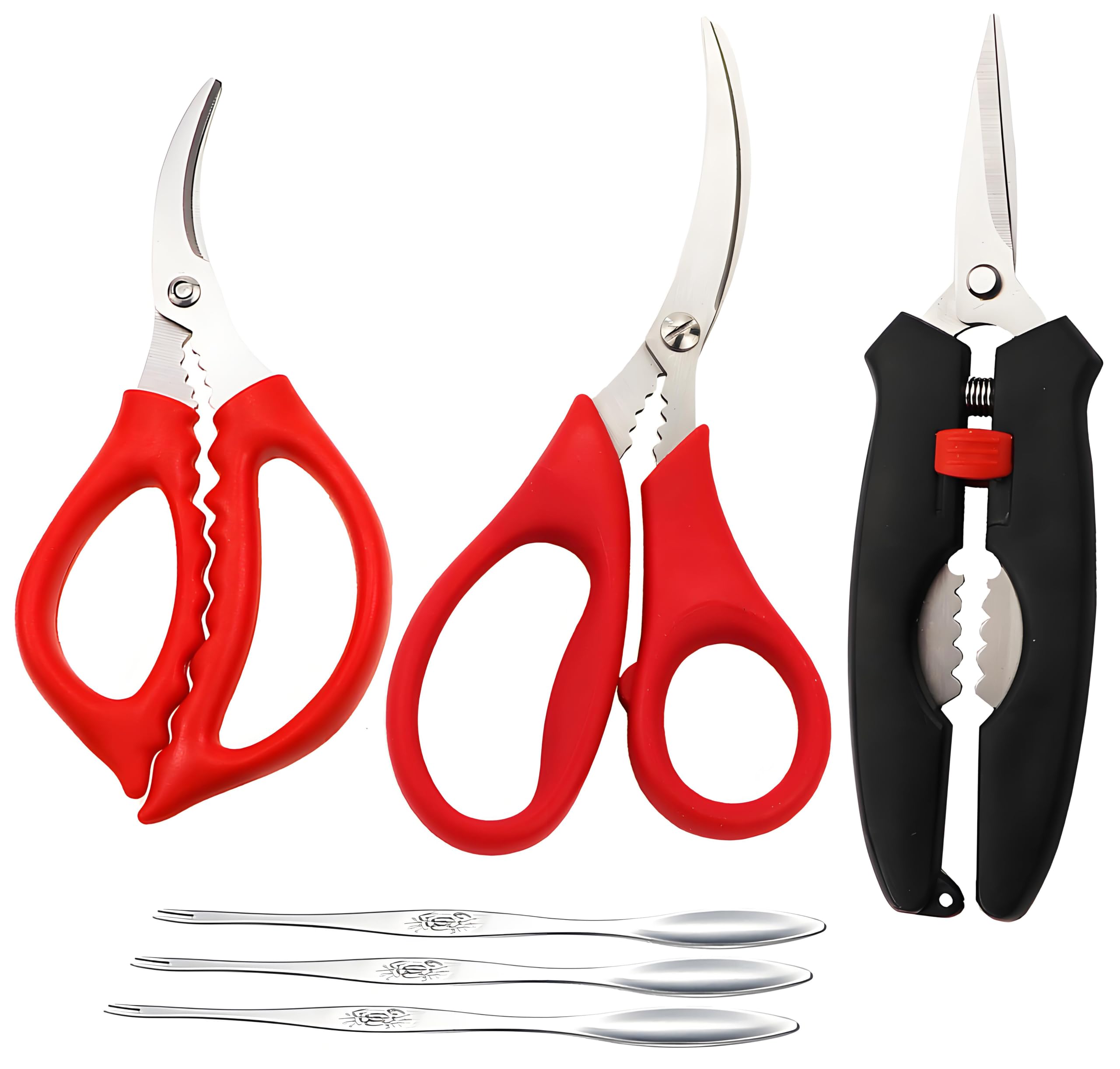 Juego de 6 tijeras de marisco y tenedores de langosta para cocina, mariscos, pescado, cangrejo y camarones