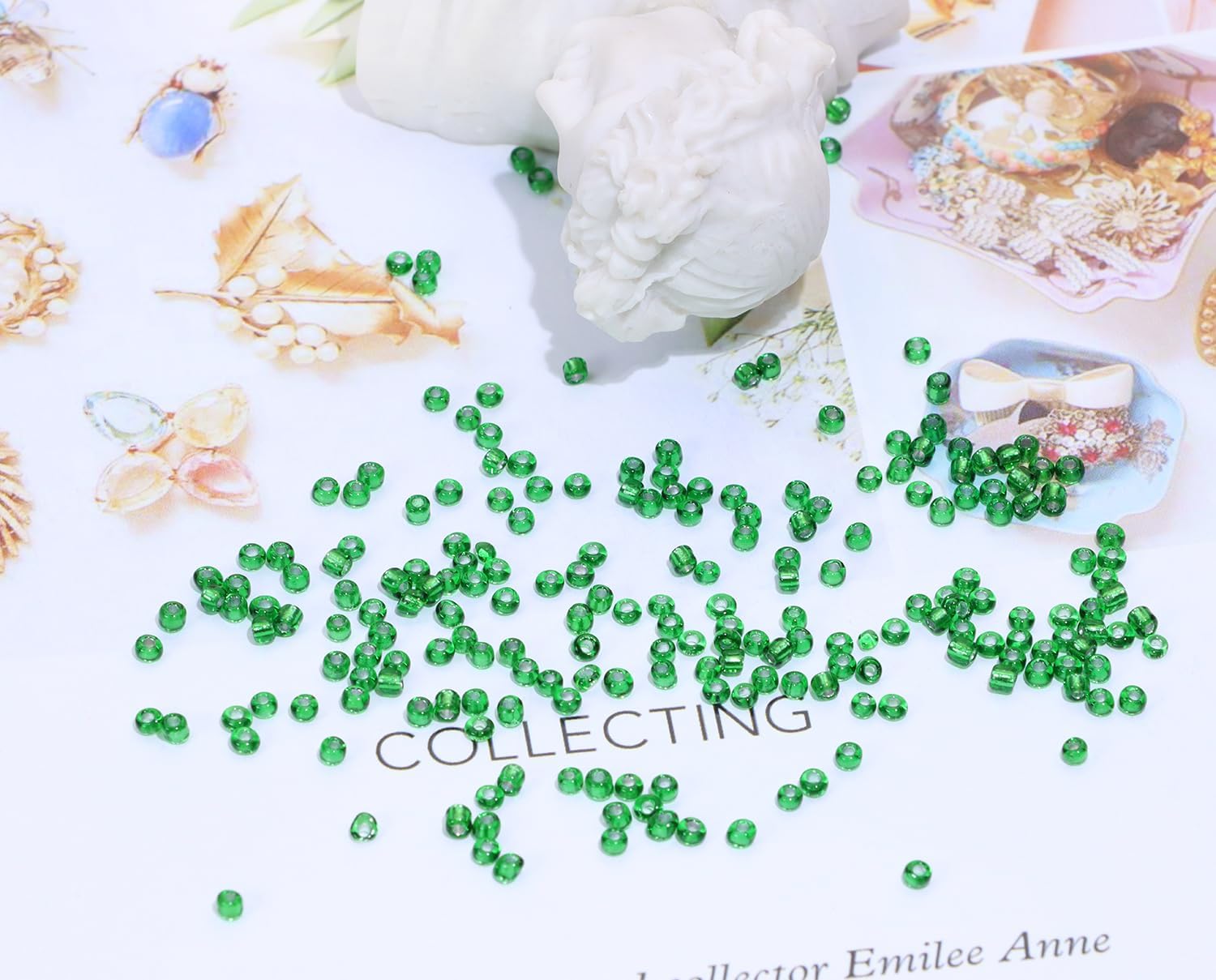 Round Glass Beads Penta Angel 2200Pcs 2mm Mini Craft Loose Spacer Pony Beads for Earring Bracelets Necklace Waist Beads Jewelry Making(Green) - Image 2