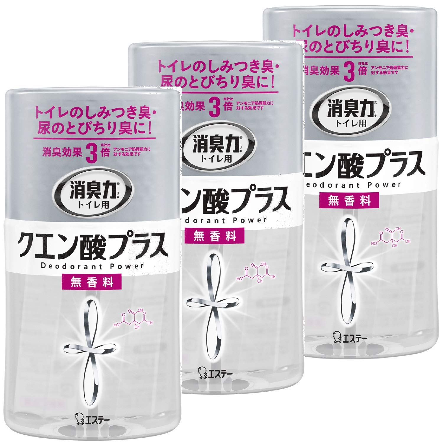 エステー 【まとめ買い】トイレの消臭力 クエン酸プラス トイレ用 無香料 400ml×3個 トイレ 置き型 消臭剤 消臭 芳香剤