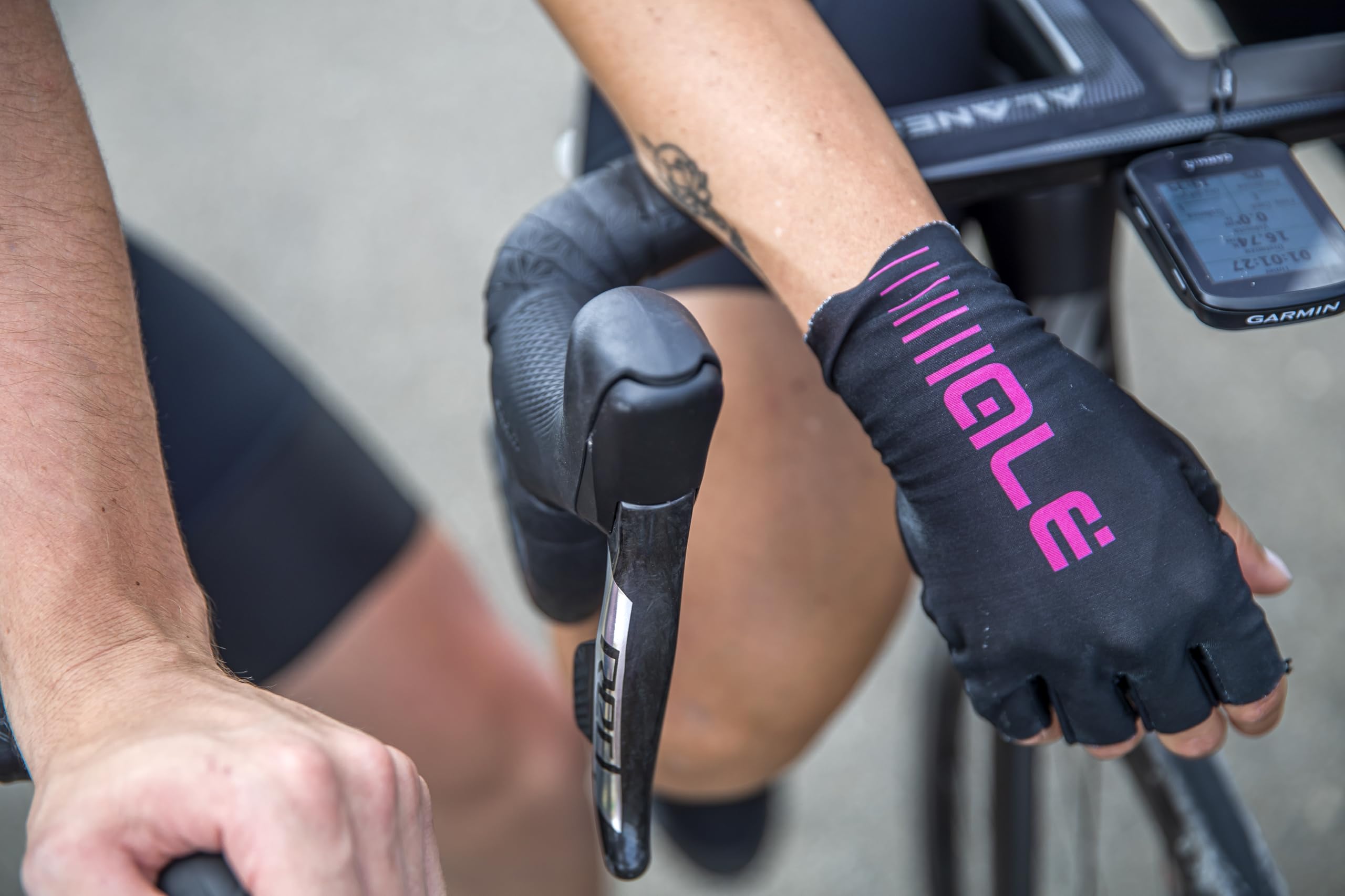 Alé Cycling Sunselect Crono - Guanti estivi unisex, colore: Nero/Rosa Fluo, S