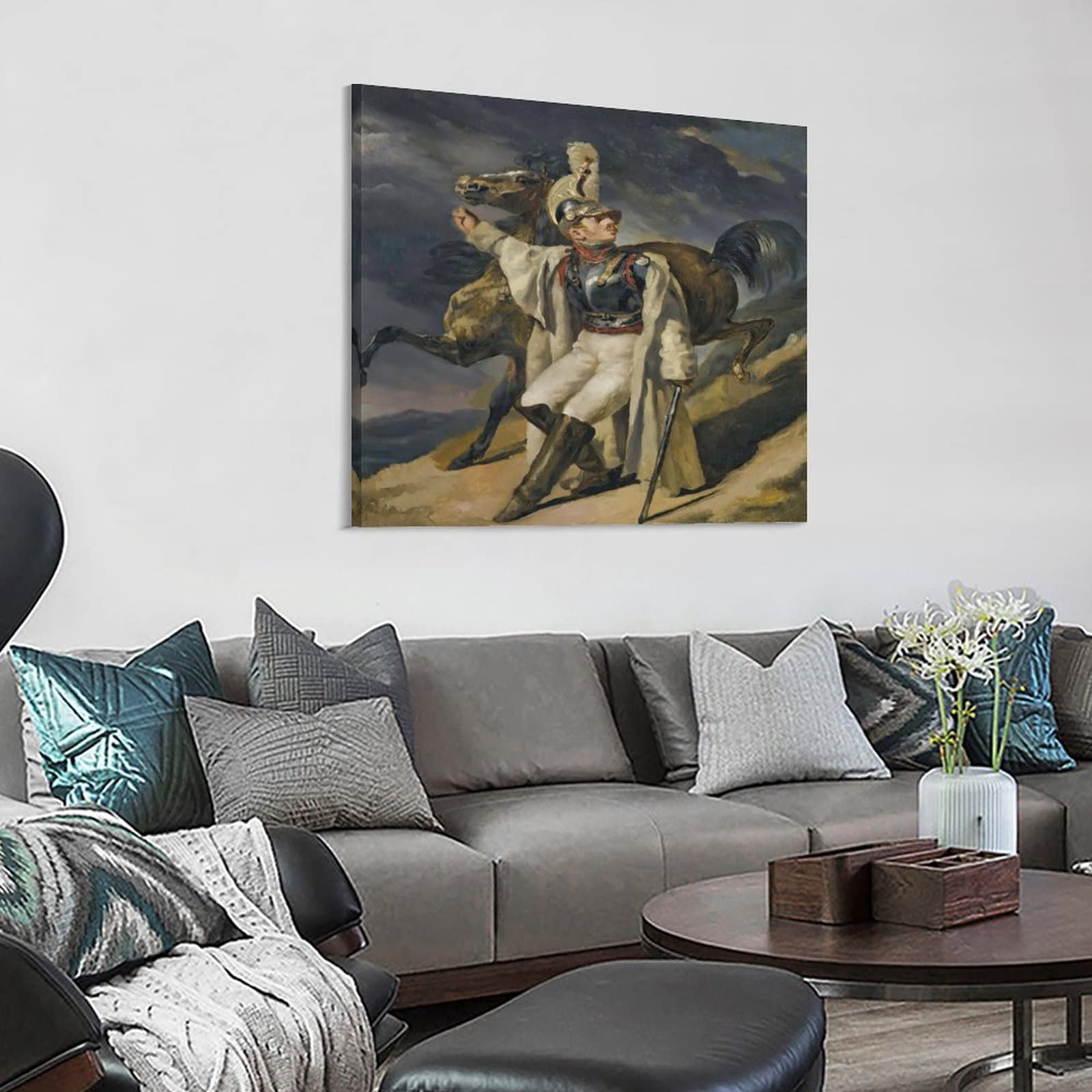 テオドール・ジェリコー、後脚で立つ赤い鞍の馬、希少画集画、高級額装付