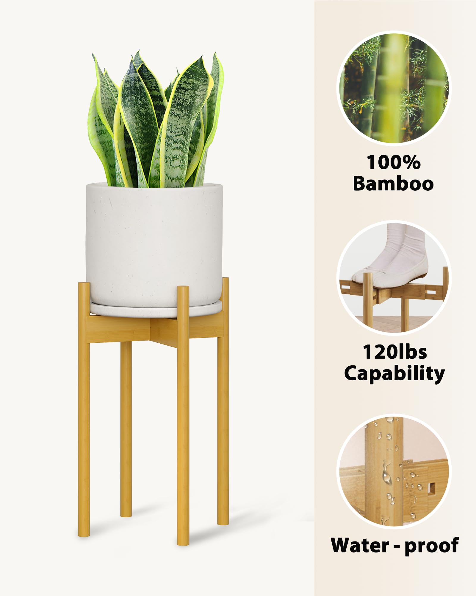 GENTINGBRO Support réglable en bambou naturel pour plantes