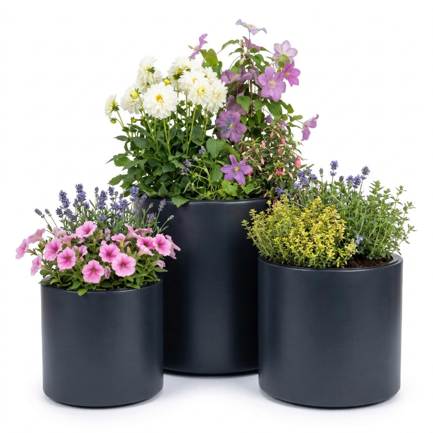 Prosperplast Blumentopf - Übertopf mit Einsatz | aus robustem Kunststoff | für Innen und Außen | UV-beständig und Frostbeständig | Anthrazit | 39 x 38 cm