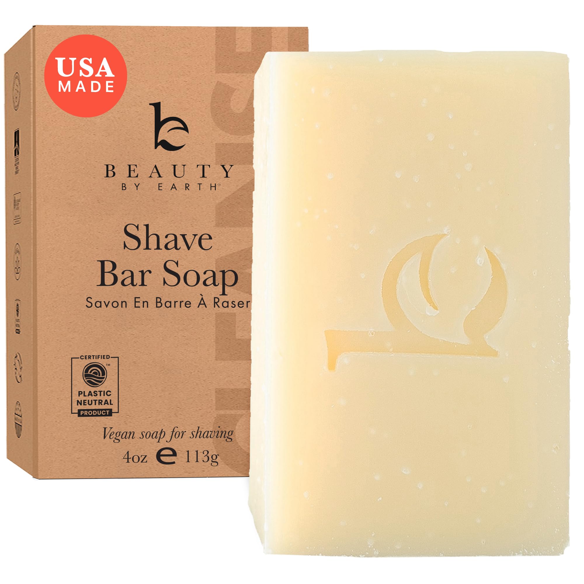 Bar Soap for Shaving - USA Made with Organic & Natural Ingredients, Shave Bar for Women, Vegan Soap with Shea Butter & Coconut Oil, Provides Rich