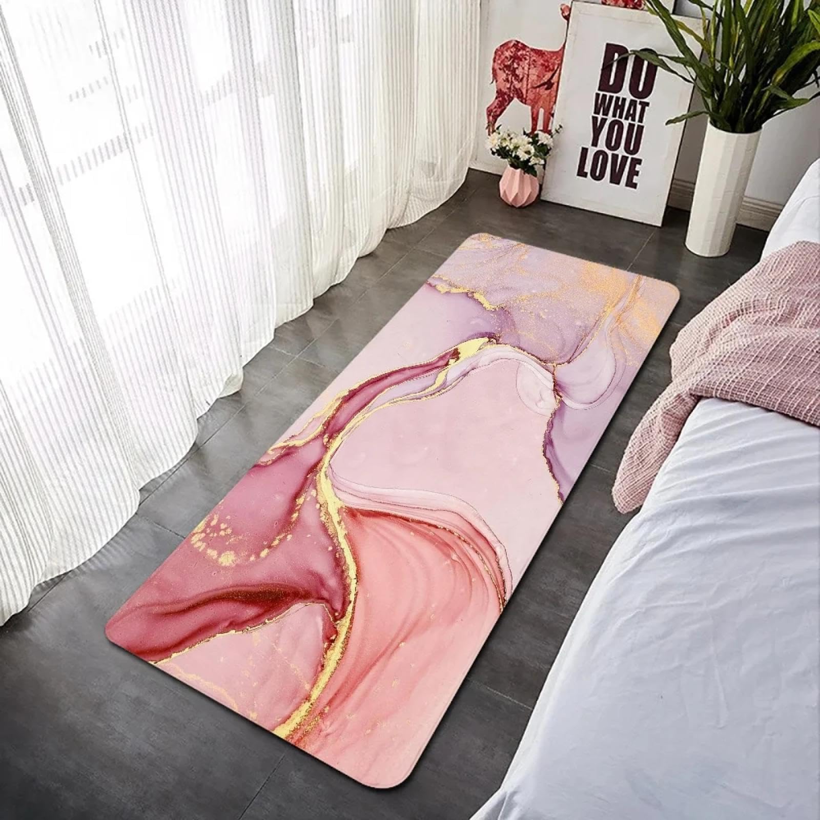 Alfombra de mármol rosa 60x180cm JGGXHM para decoración de pasillo y balcón