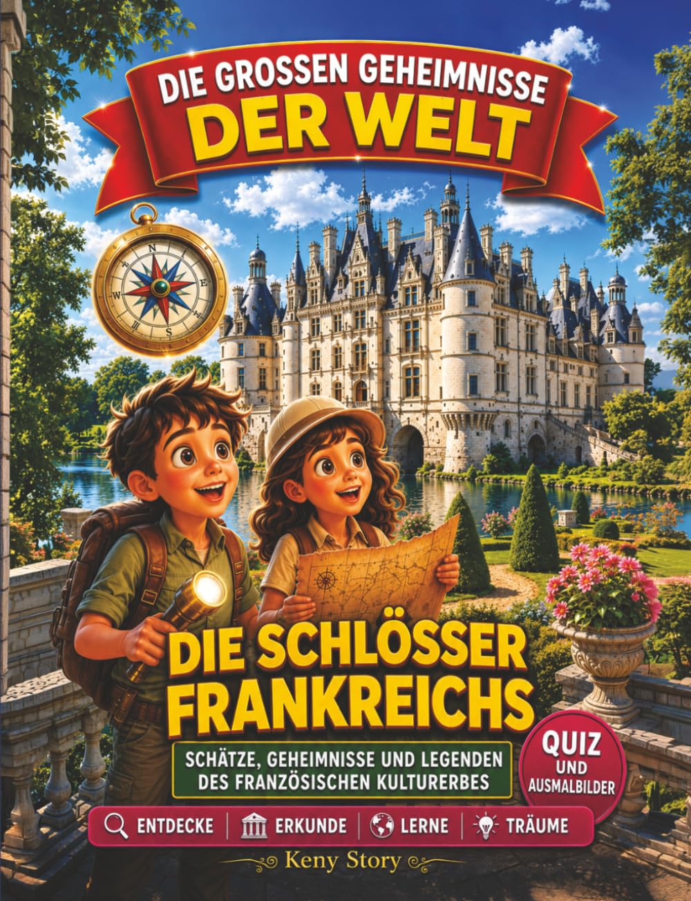 Die Schlösser Frankreichs: Die wahre Geschichte hinter dem Geheimnis: mittelalterliche Burgen, Ritter, Prinzessinnen, Carcassonne, Chenonceau, ... Legenden, Quiz und Ausmalbilder für Kinder