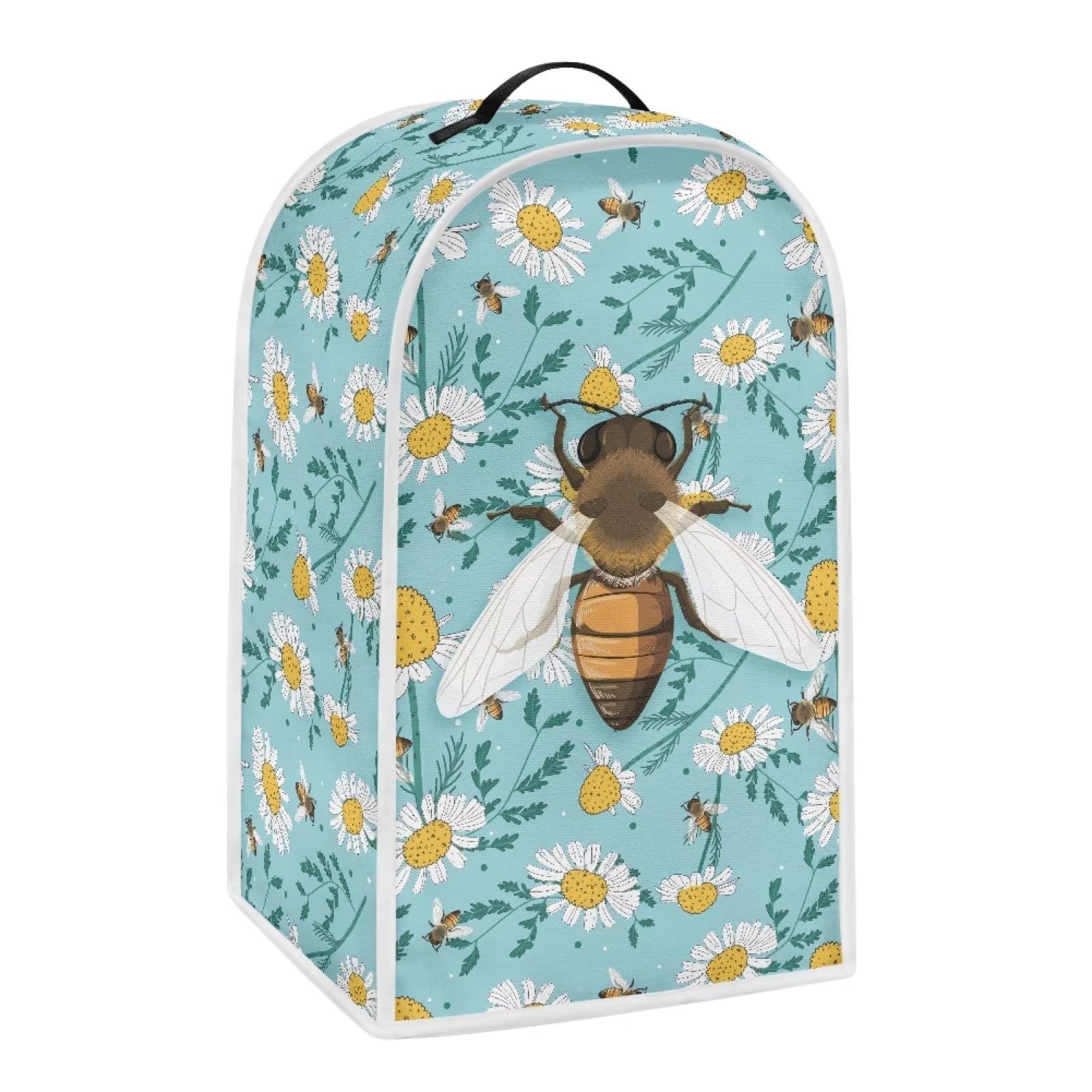 Dolyues Cute Bee Print Blender Dust Covers Small Appliance Cover with Top Handle, Daisy Protector Cover for Kitchen Blender Cover Universal Food Processor Juicer Coffee Maker Cover