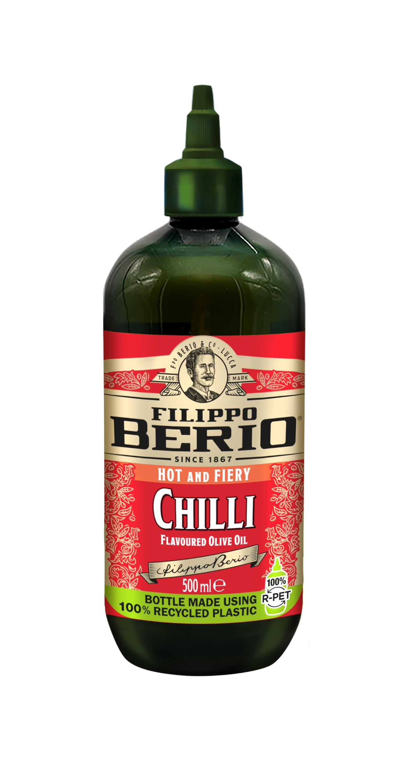 Filippo Berio Squeezable Chilli Flavoured Olive Oil 500ml – Easy-Pour Spicy Olive Oil for Pizza, Pasta, Stir-fries & Drizzling