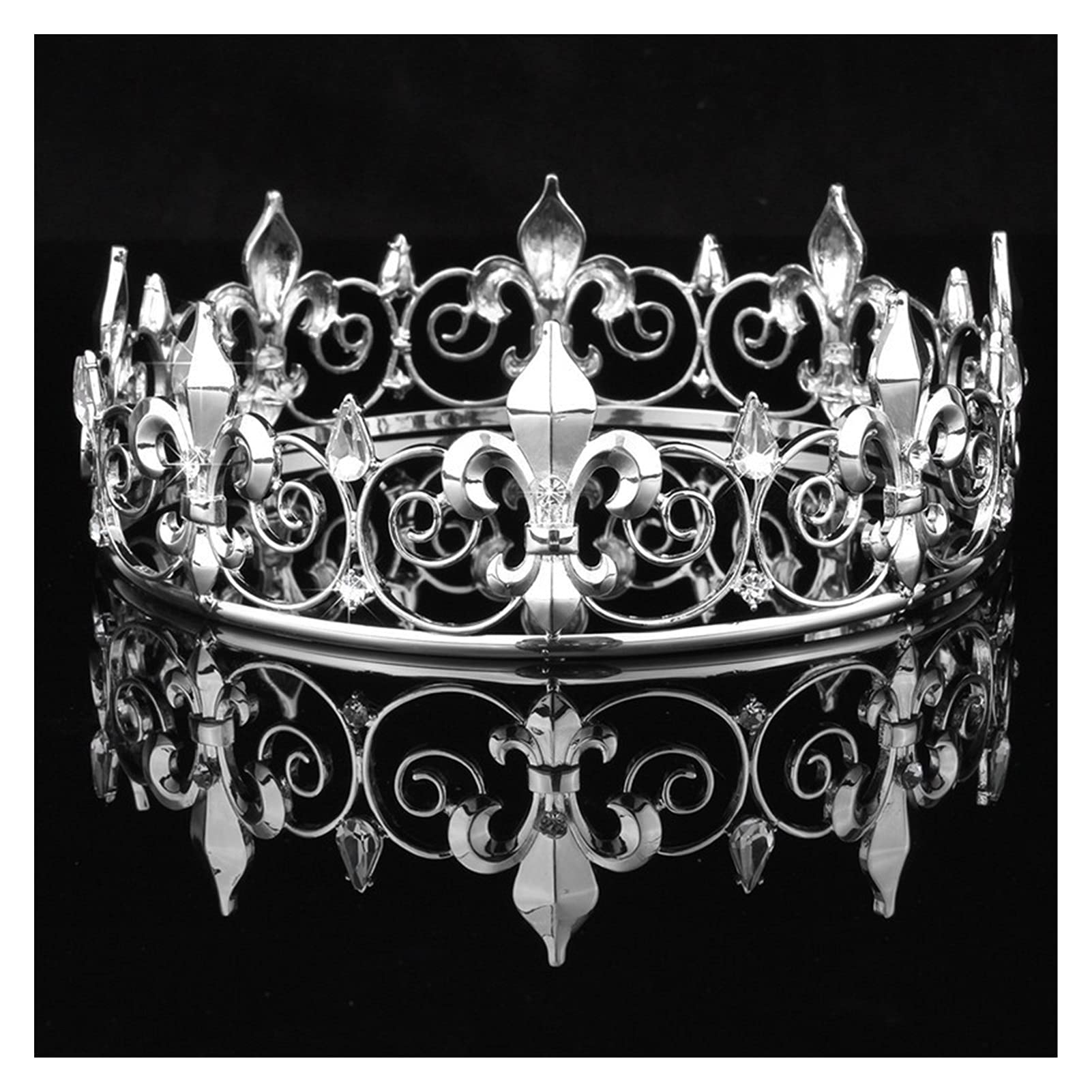 LNNSHX Hochzeit Krone Gold Silber Farbe Strass Kristall Diadem Königin Kronprinzessin Tiaras Braut Haarschmuck Party Haarschmuck Tiara (Metallfarbe: Champagnergold)