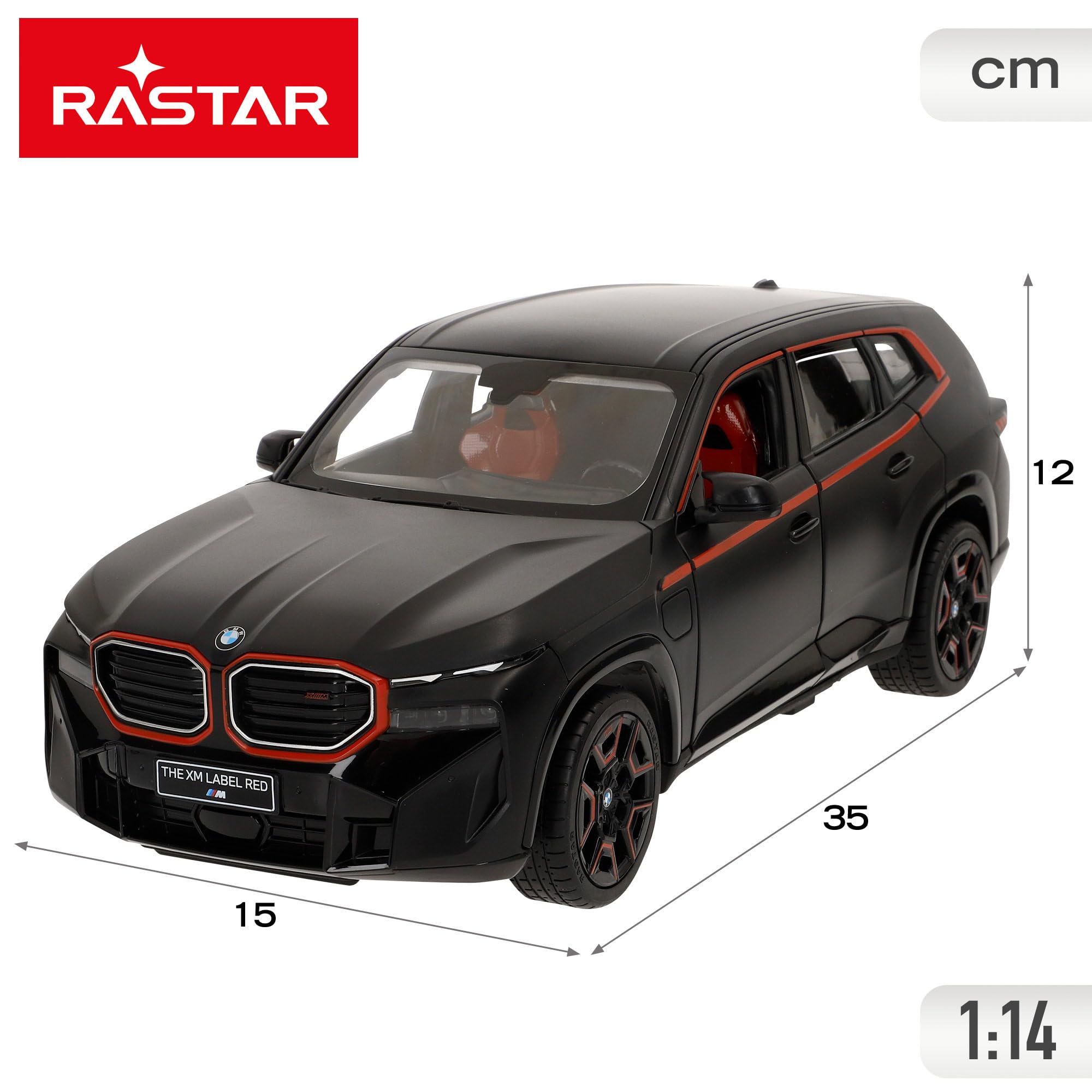ColorBaby RASTAR BMW XM samochód zdalnie sterowany, skala 1:14, oficjalna replika, pilot zdalnego sterowania 2,4 GHz, ręczne drzwi na zawiasach, samochody, kolekcja, dla kolekcjonerów i dzieci od 6