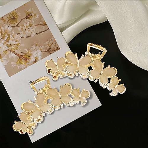 Miniatura 8 de 2 pinzas de mariposa para el cabello para mujeres y niñas pinzas de metal para cabello grueso y rizado pinzas de pelo de ópalos artificiales de moda