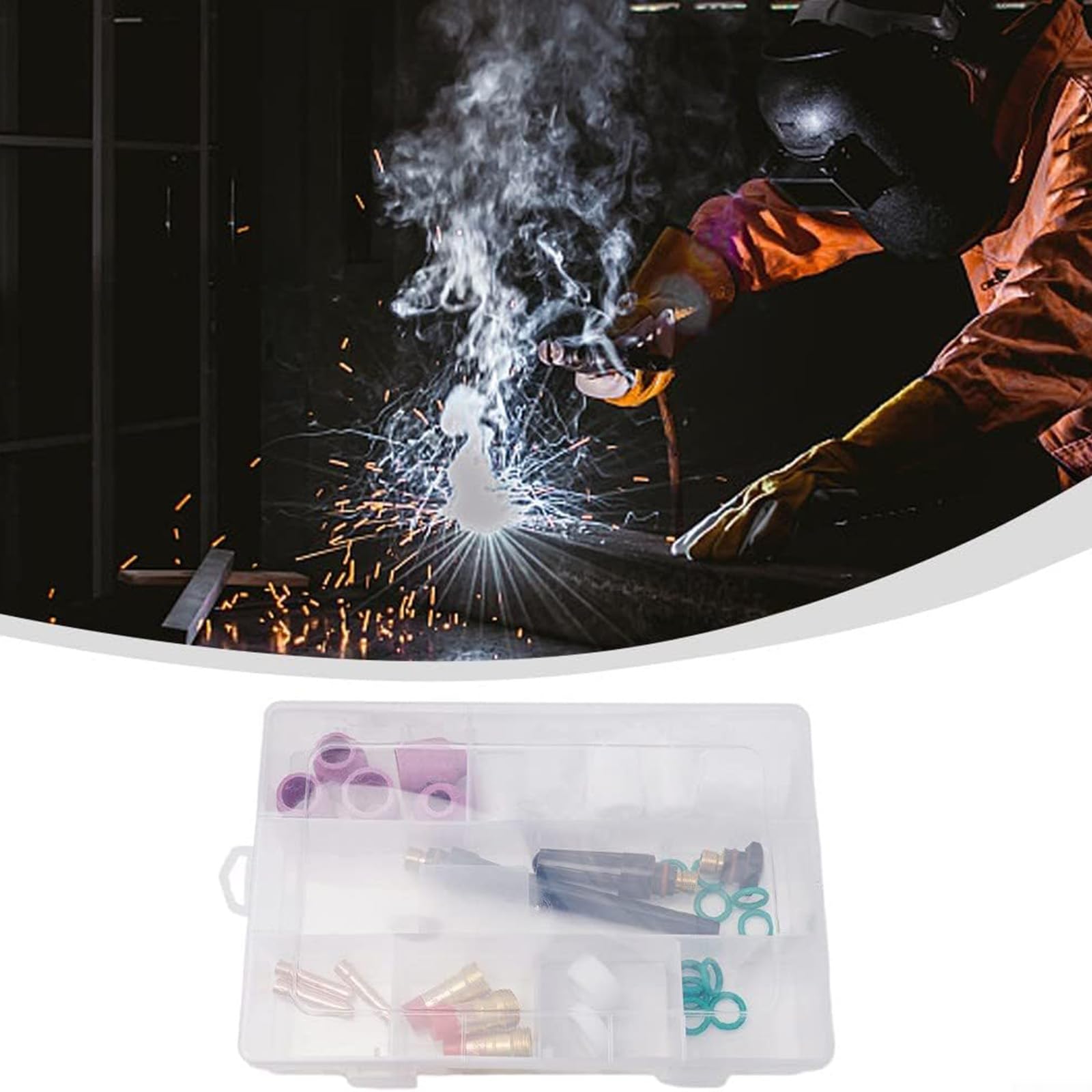 Set di 31 Lenti per Saldatura TIG a Gas Tozzo, Kit di Accessori per Torcia per Saldatura Tig, Lenti a Gas Tozze per Torcia a gas WP-17/18/26, Lente a Gas Tozza #12 Kit Tazza