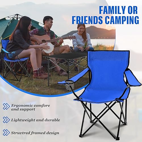 Miniatura 5 de Juego de 5 sillas de campamento portátiles de verano y mesa de camping plegable, silla plegable de tela Oxford para exteriores, mesa de campamento