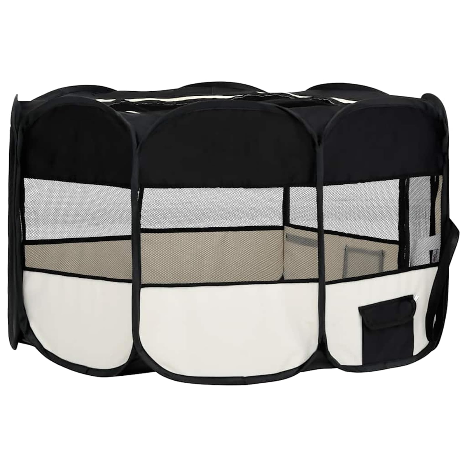 Fasba Parque Plegable para Perros - Entrenamiento y Juegos, 145x145x61 cm, Negro y Crema, Poliéster y Acero, Incluye Bolsa de Transporte Modelo FCLRZJ-171008ES