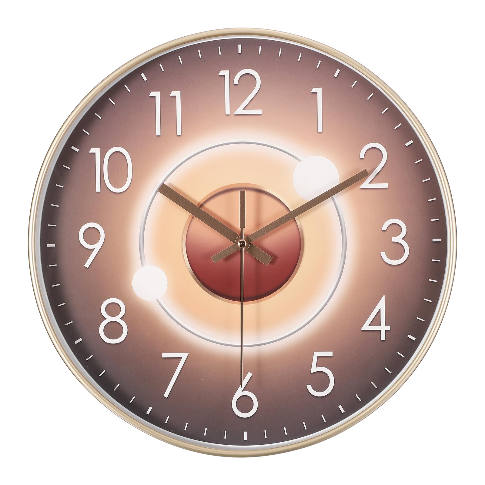 PATIKIL 12 Inch Modern Wall Clock, Silent Non-Ticking Wall Clocks Sweep Mechanism Battery Operated Modern Style for Office Home Living Room Kitchen Decoration, Gold